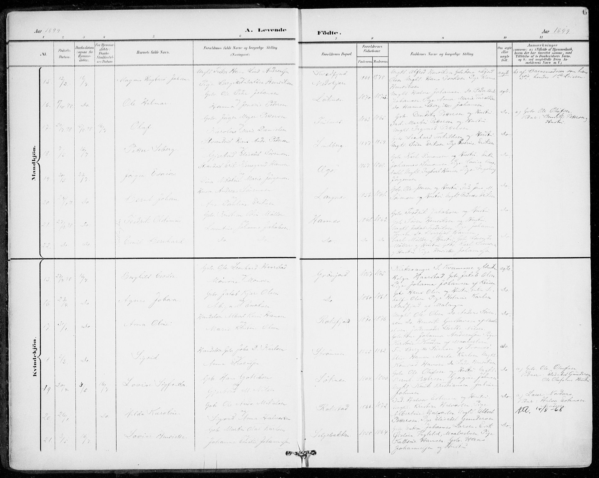 Lenvik sokneprestembete, SATØ/S-1310/H/Ha/Haa/L0014kirke: Parish register (official) no. 14, 1899-1909, p. 6