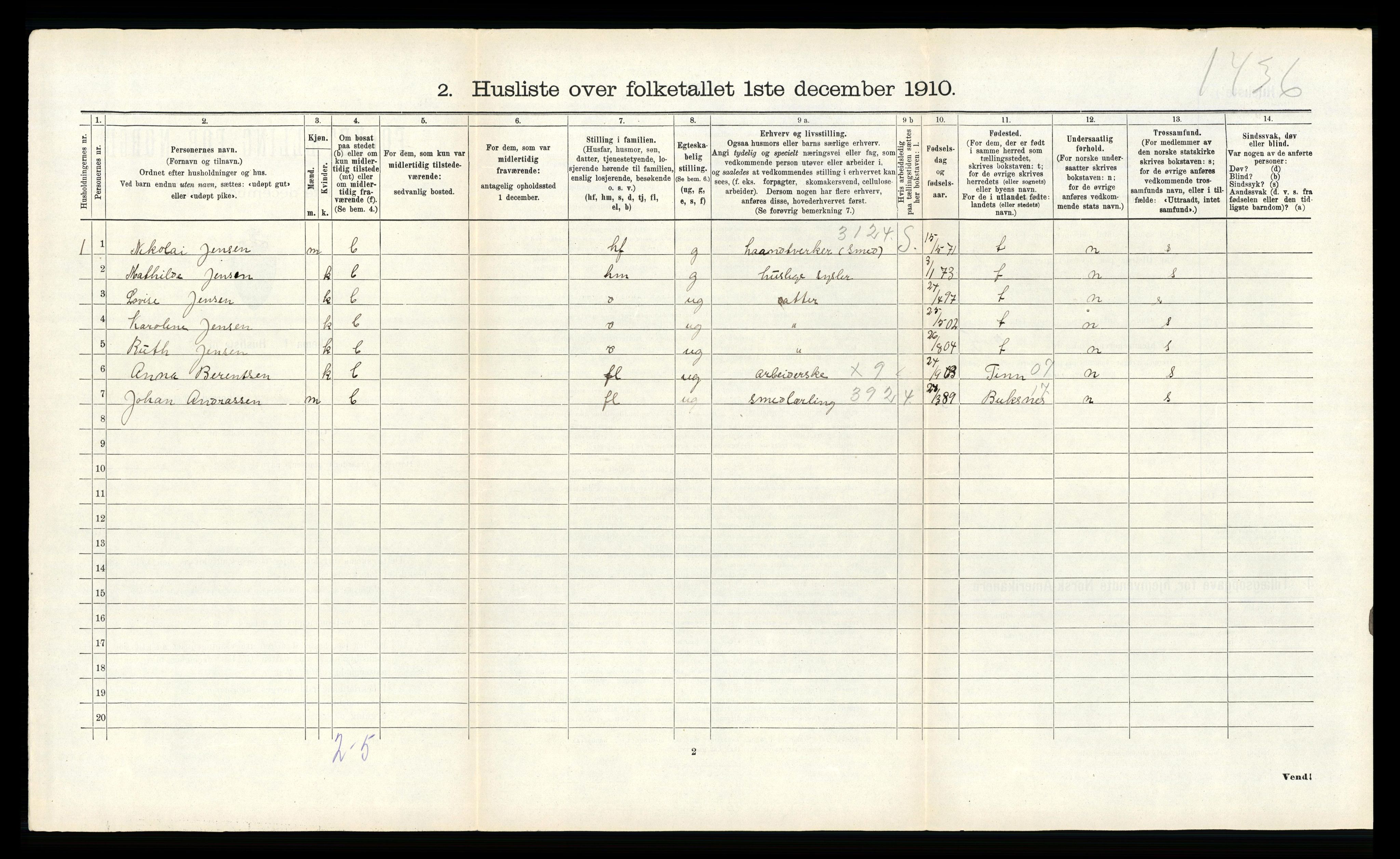 RA, 1910 census for Hamarøy, 1910, p. 321