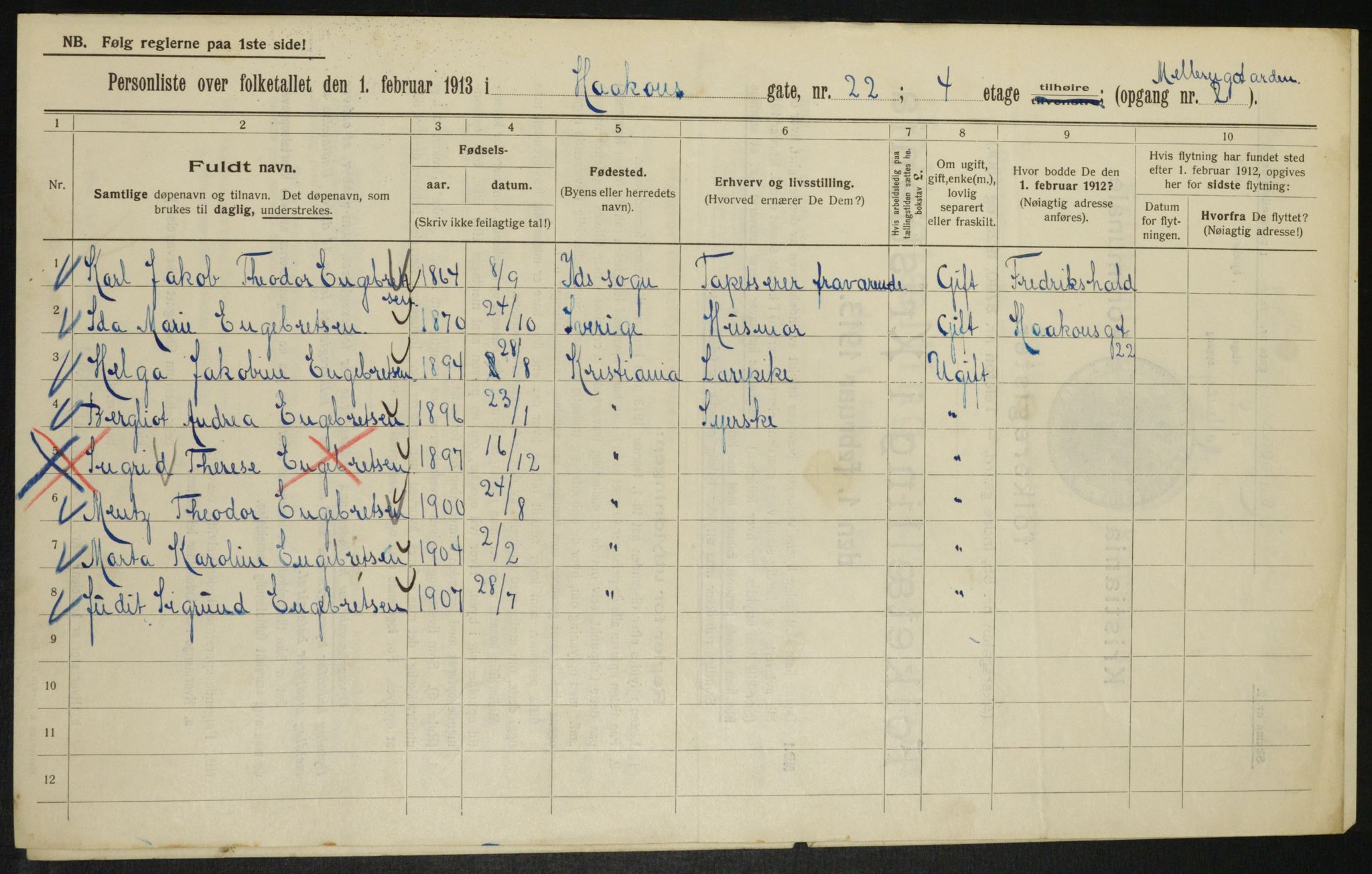 OBA, Municipal Census 1913 for Kristiania, 1913, p. 42970