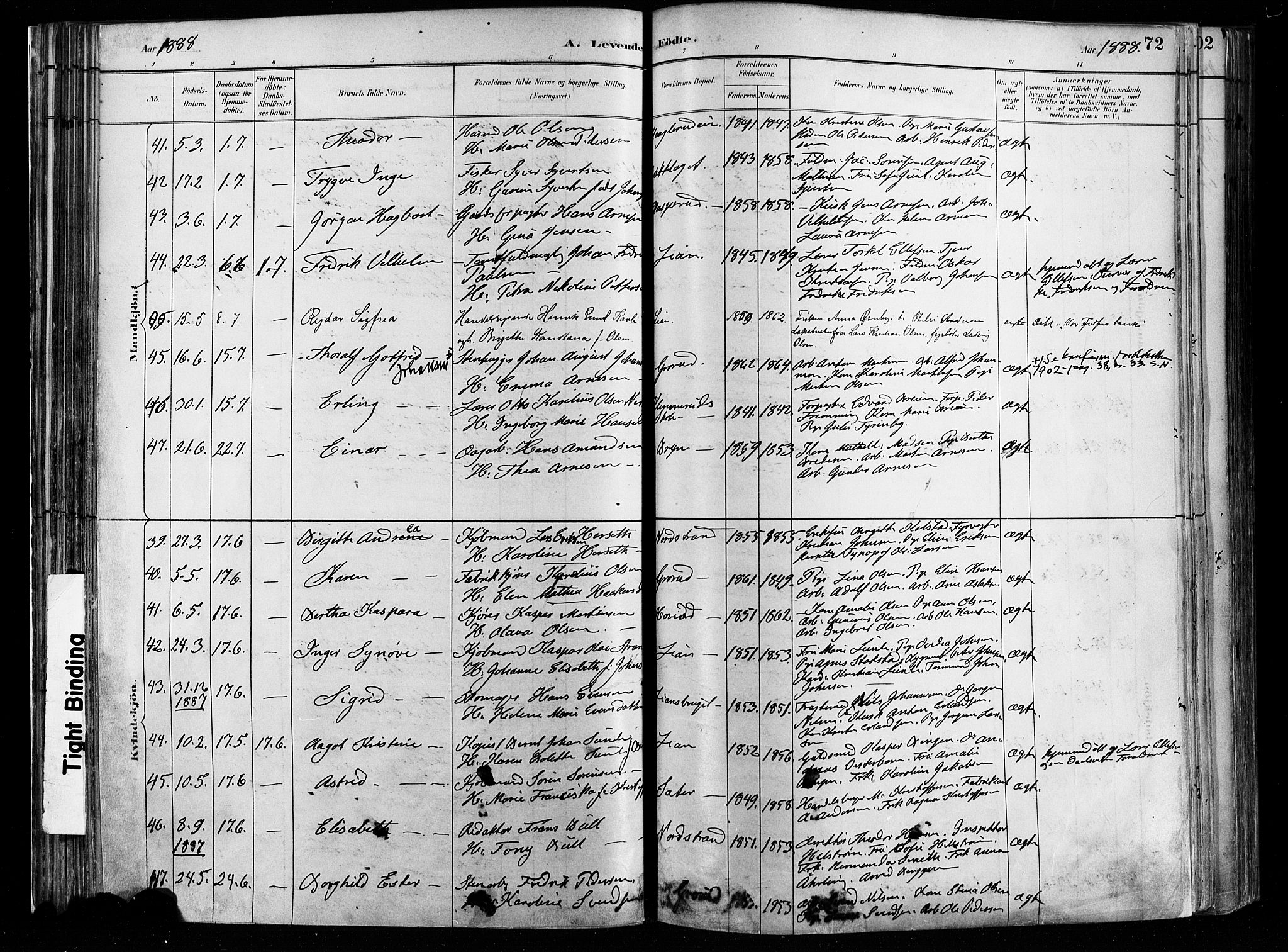 Østre Aker prestekontor Kirkebøker, SAO/A-10840/F/Fa/L0008: Parish register (official) no. I 8, 1883-1894, p. 72