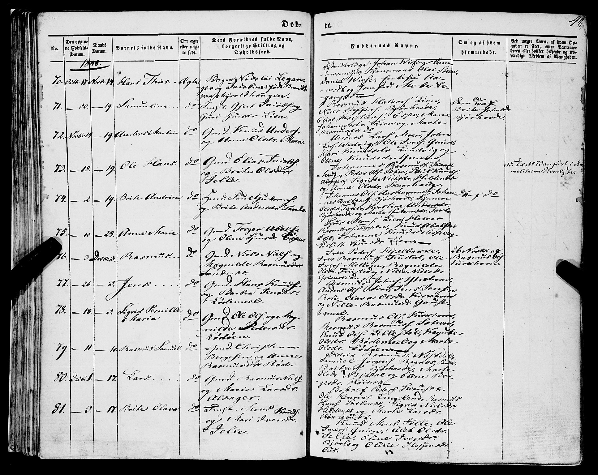 Eid sokneprestembete, SAB/A-82301/H/Haa/Haaa/L0007: Parish register (official) no. A 7, 1844-1858, p. 48