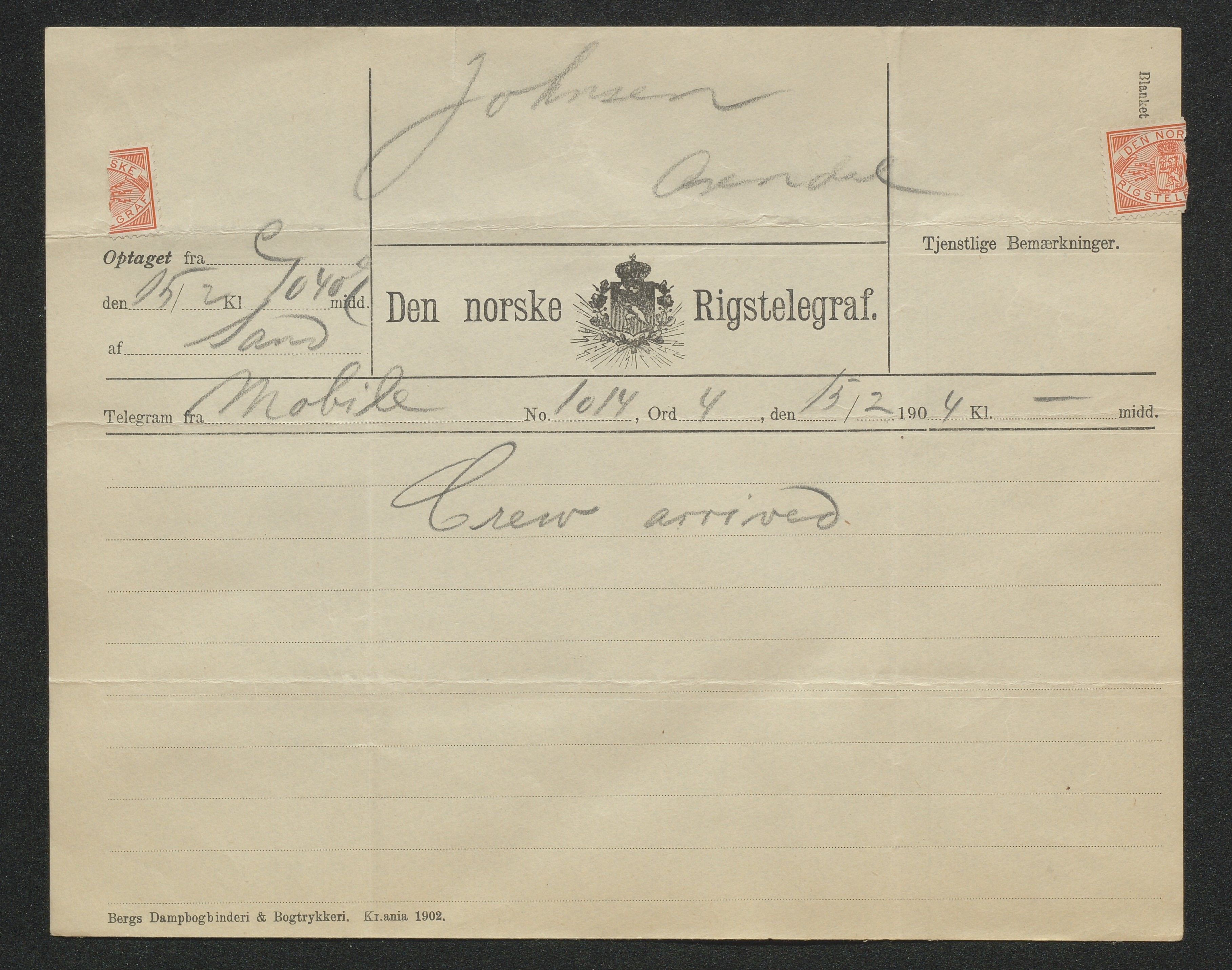 Arendals Dampskibsselskab (ADS), AAKS/PA-1716/1/15/L0018: Skipspapirer D/S Spero, 1898-1904