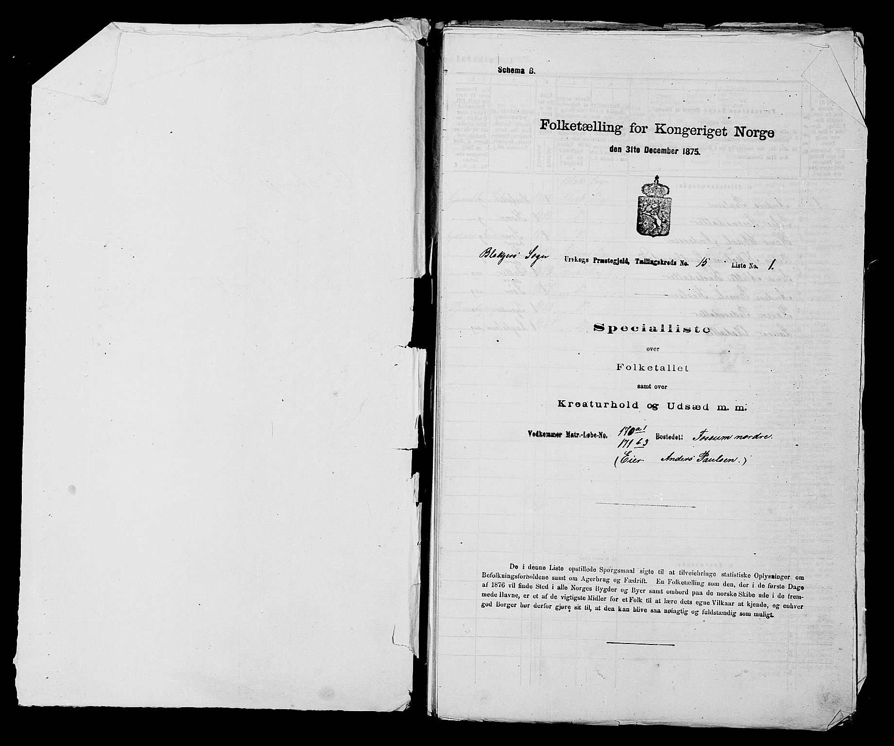 RA, 1875 census for 0224P Aurskog, 1875, p. 1507