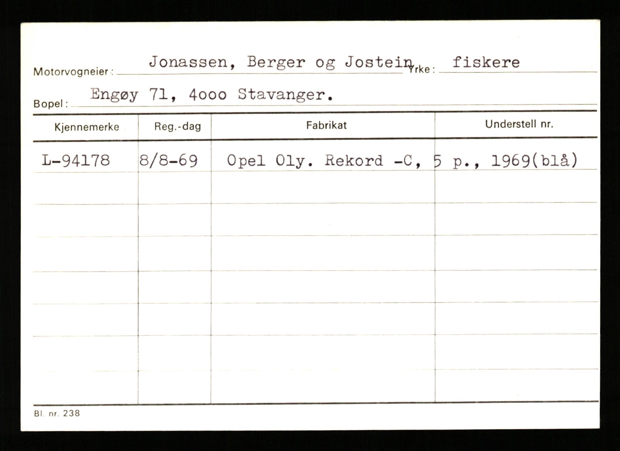 Stavanger trafikkstasjon, AV/SAST-A-101942/0/H/L0019: Jonassen - Kersbergen, 1930-1971, p. 31