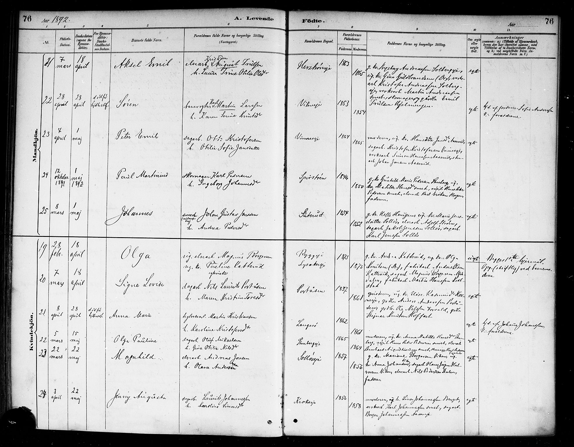 Nedre Eiker kirkebøker, AV/SAKO-A-612/F/Fa/L0003: Parish register (official) no. 3, 1885-1892, p. 76