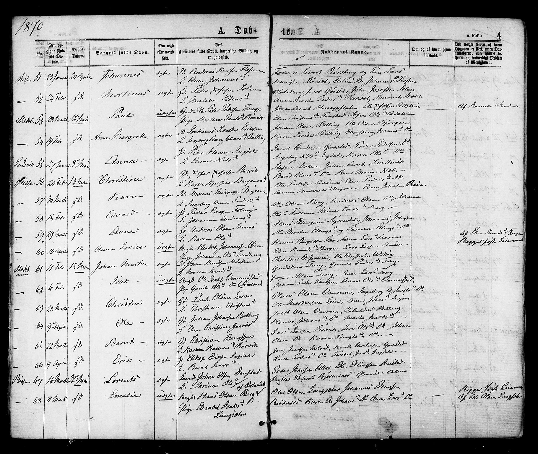 Ministerialprotokoller, klokkerbøker og fødselsregistre - Sør-Trøndelag, AV/SAT-A-1456/646/L0613: Parish register (official) no. 646A11, 1870-1884, p. 4