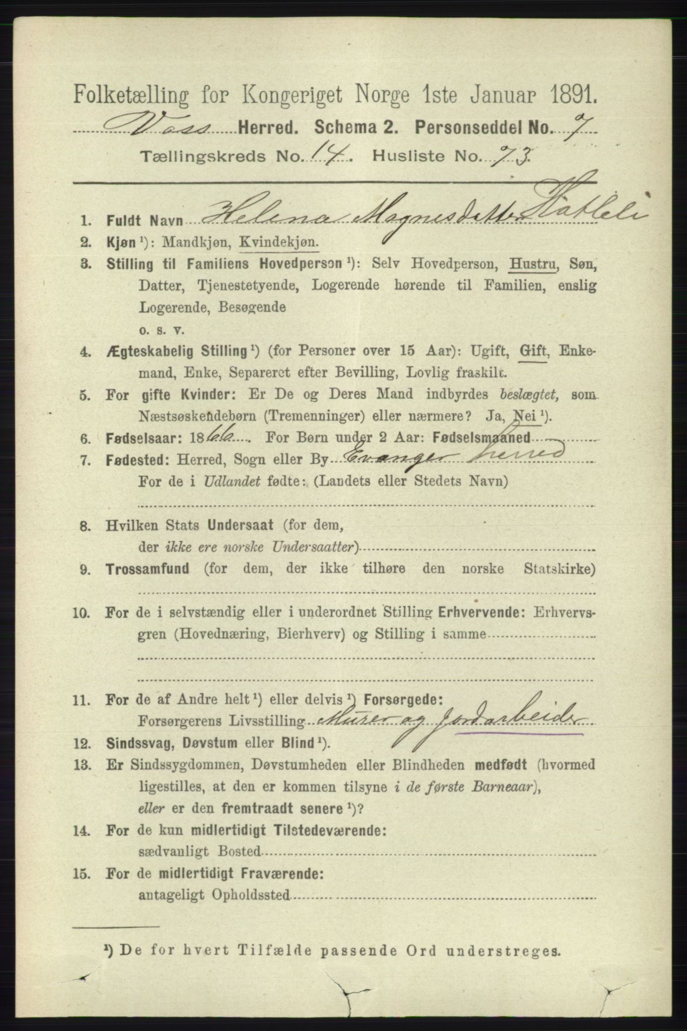 RA, 1891 census for 1235 Voss, 1891, p. 7702