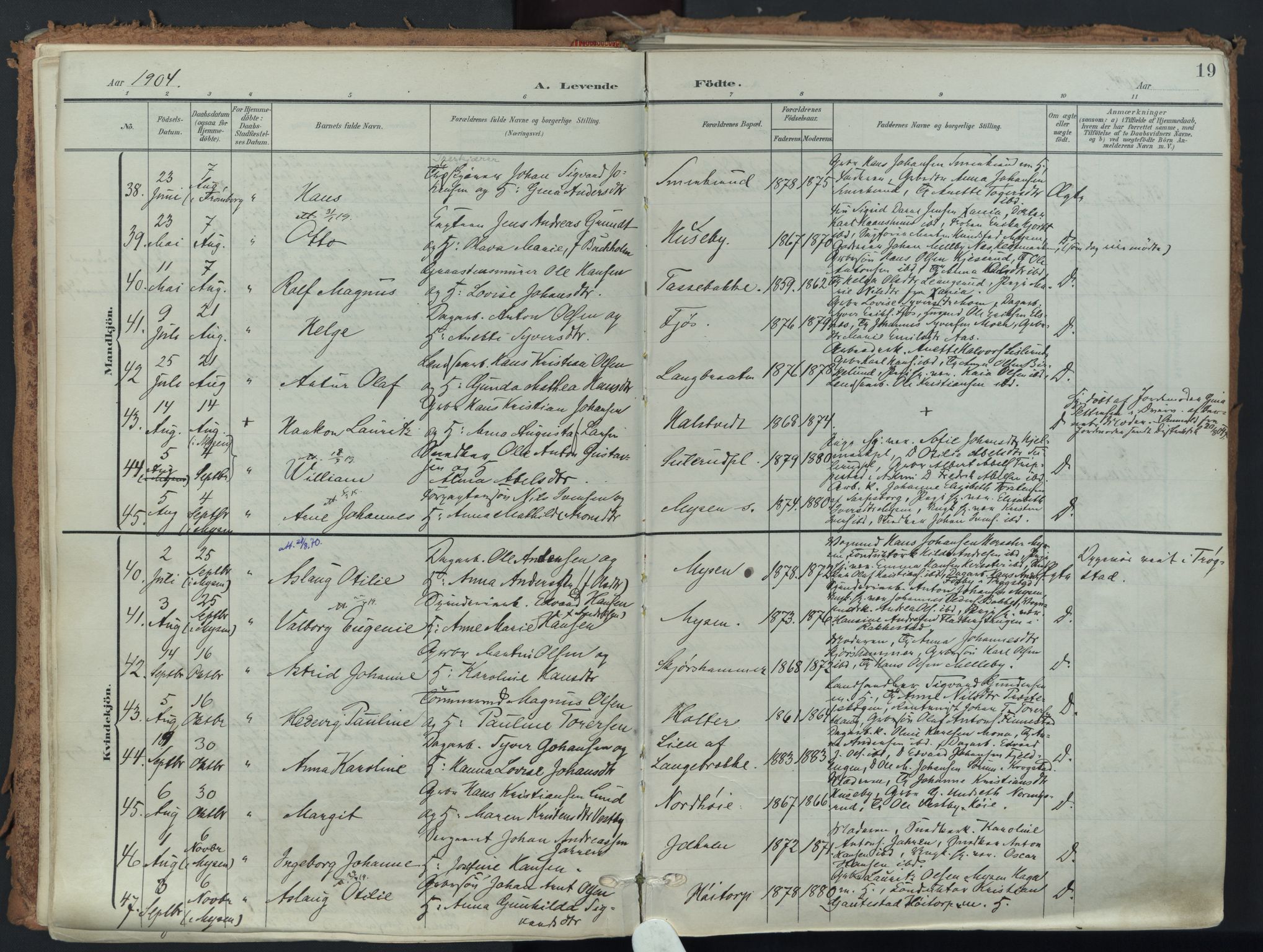 Eidsberg prestekontor Kirkebøker, AV/SAO-A-10905/F/Fa/L0014: Parish register (official) no. I 14, 1902-1919, p. 19