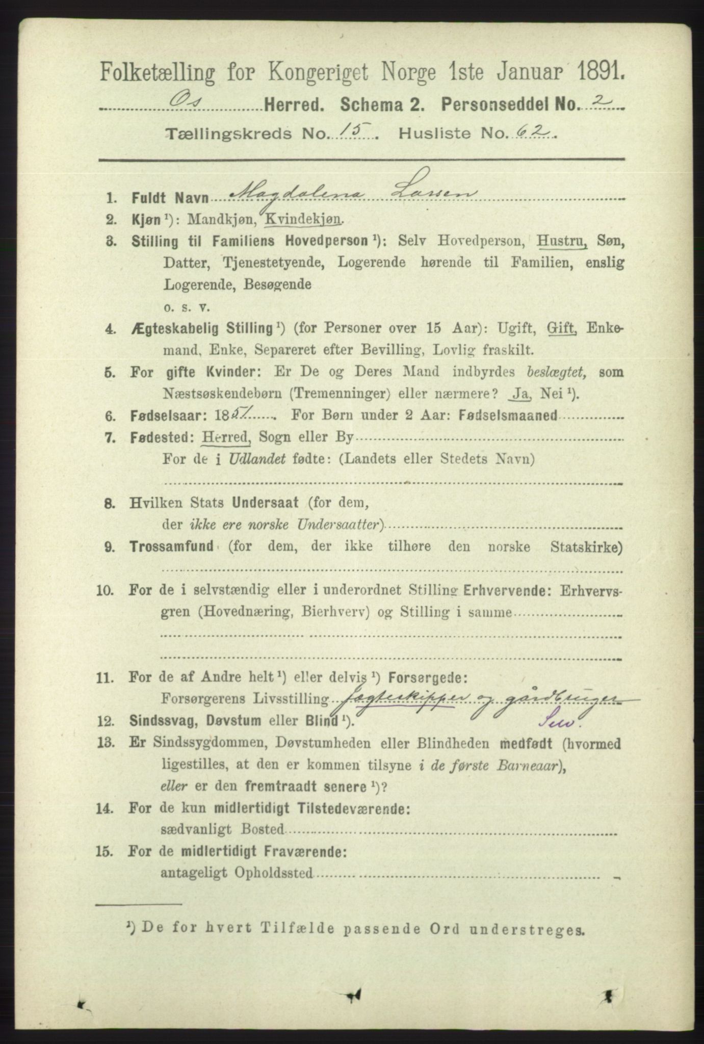 RA, 1891 census for 1243 Os, 1891, p. 3483