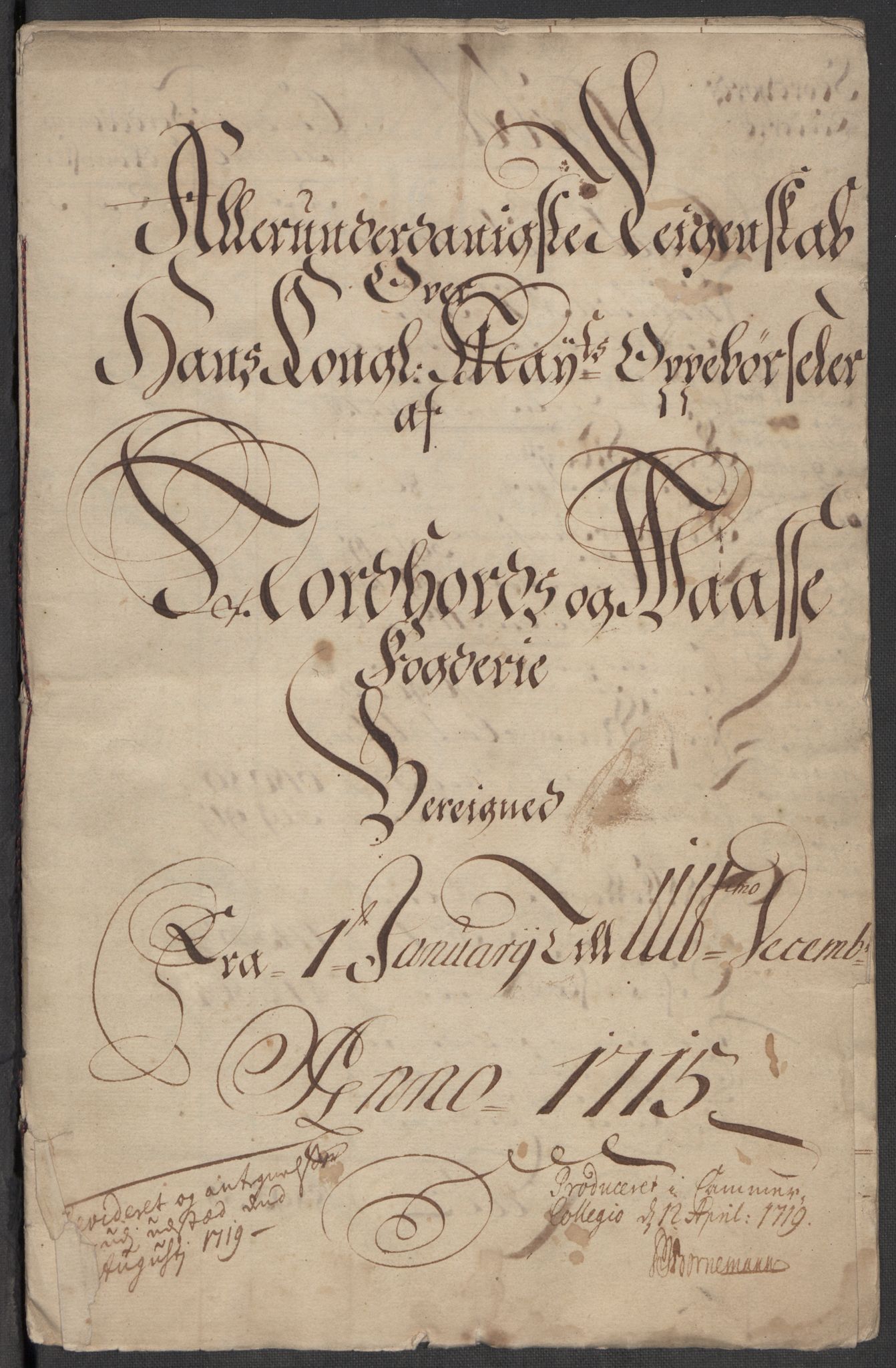 Rentekammeret inntil 1814, Reviderte regnskaper, Fogderegnskap, RA/EA-4092/R51/L3198: Fogderegnskap Nordhordland og Voss, 1715, p. 3