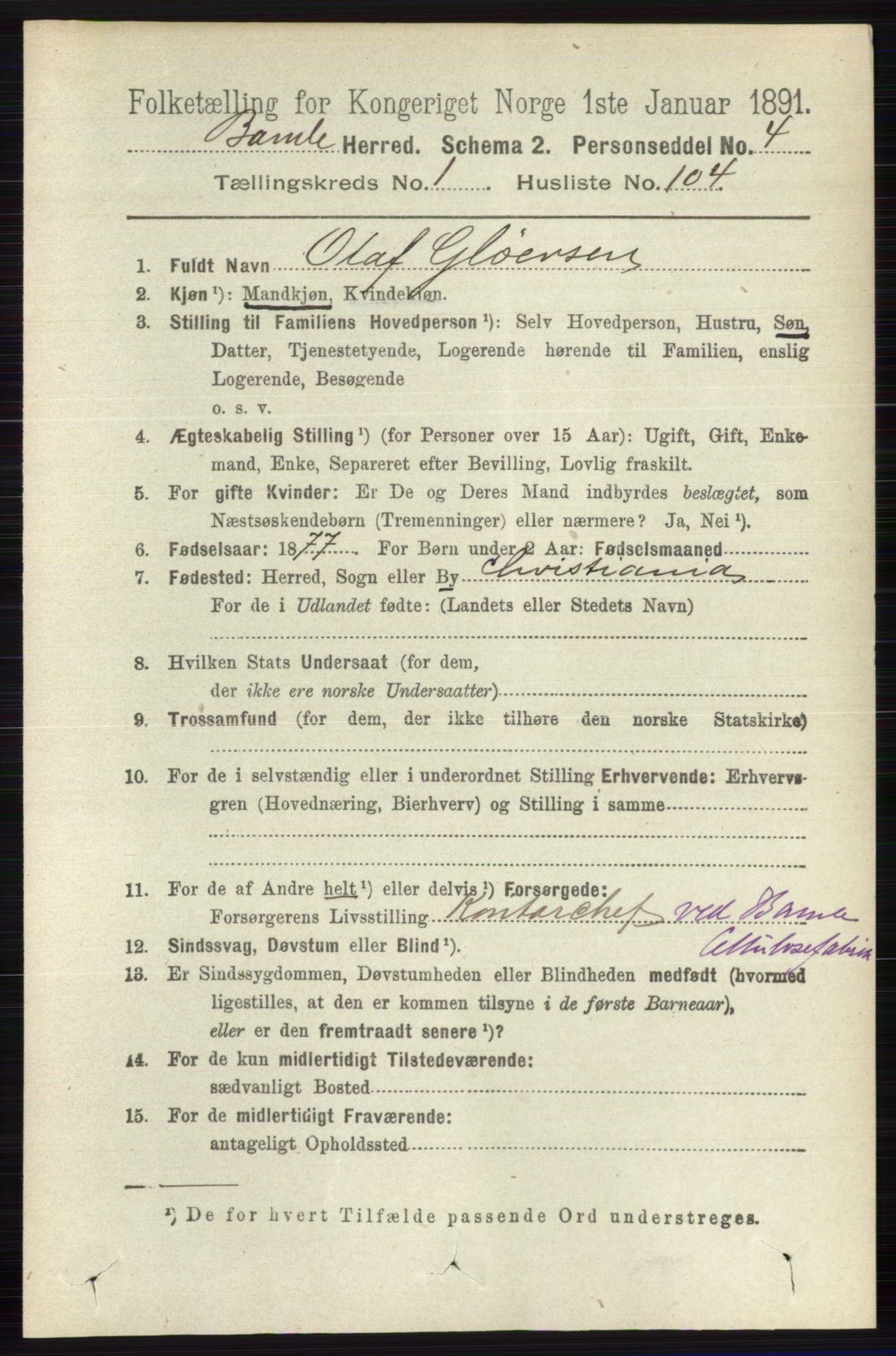 RA, 1891 census for 0814 Bamble, 1891, p. 926