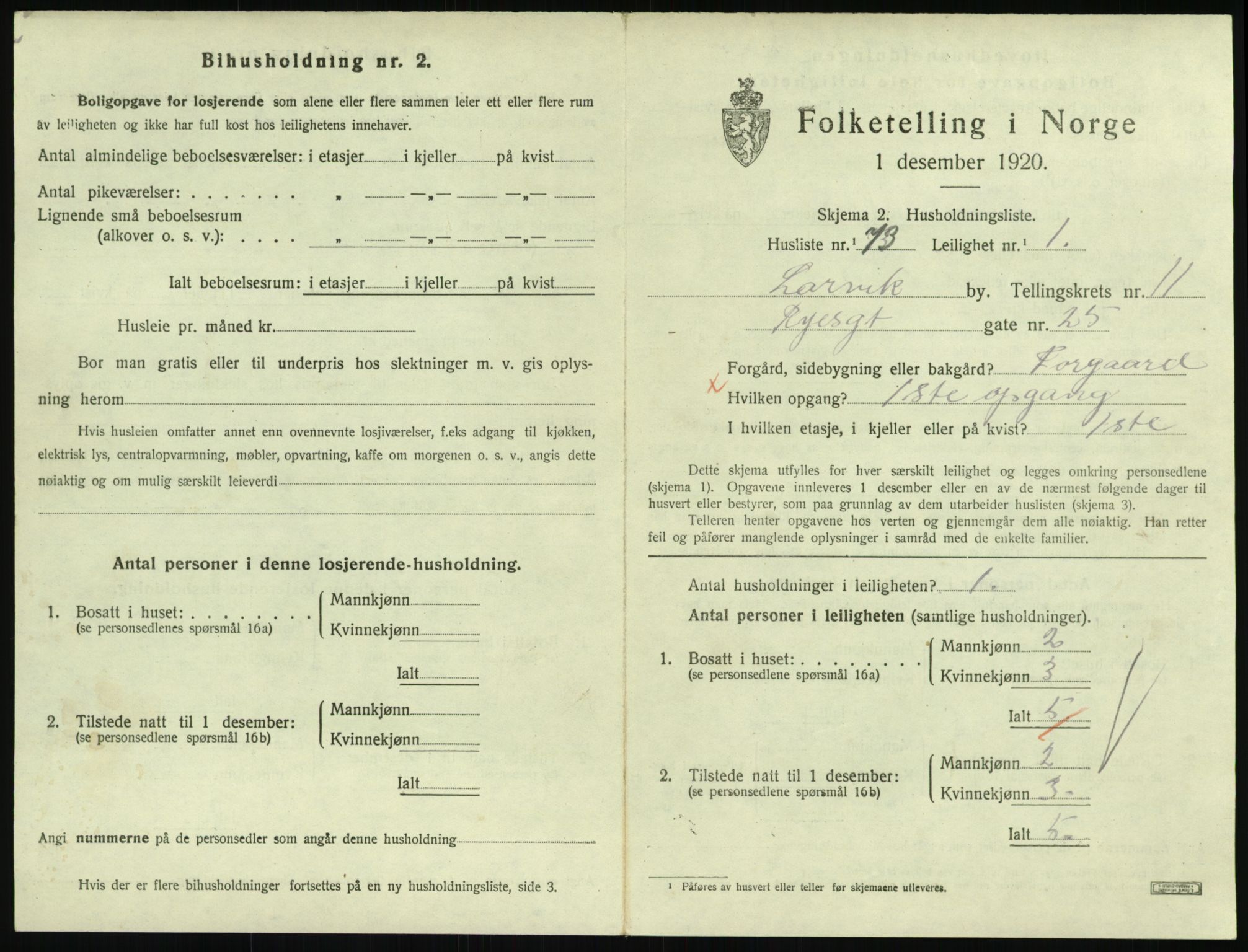 SAKO, 1920 census for Larvik, 1920, p. 8224