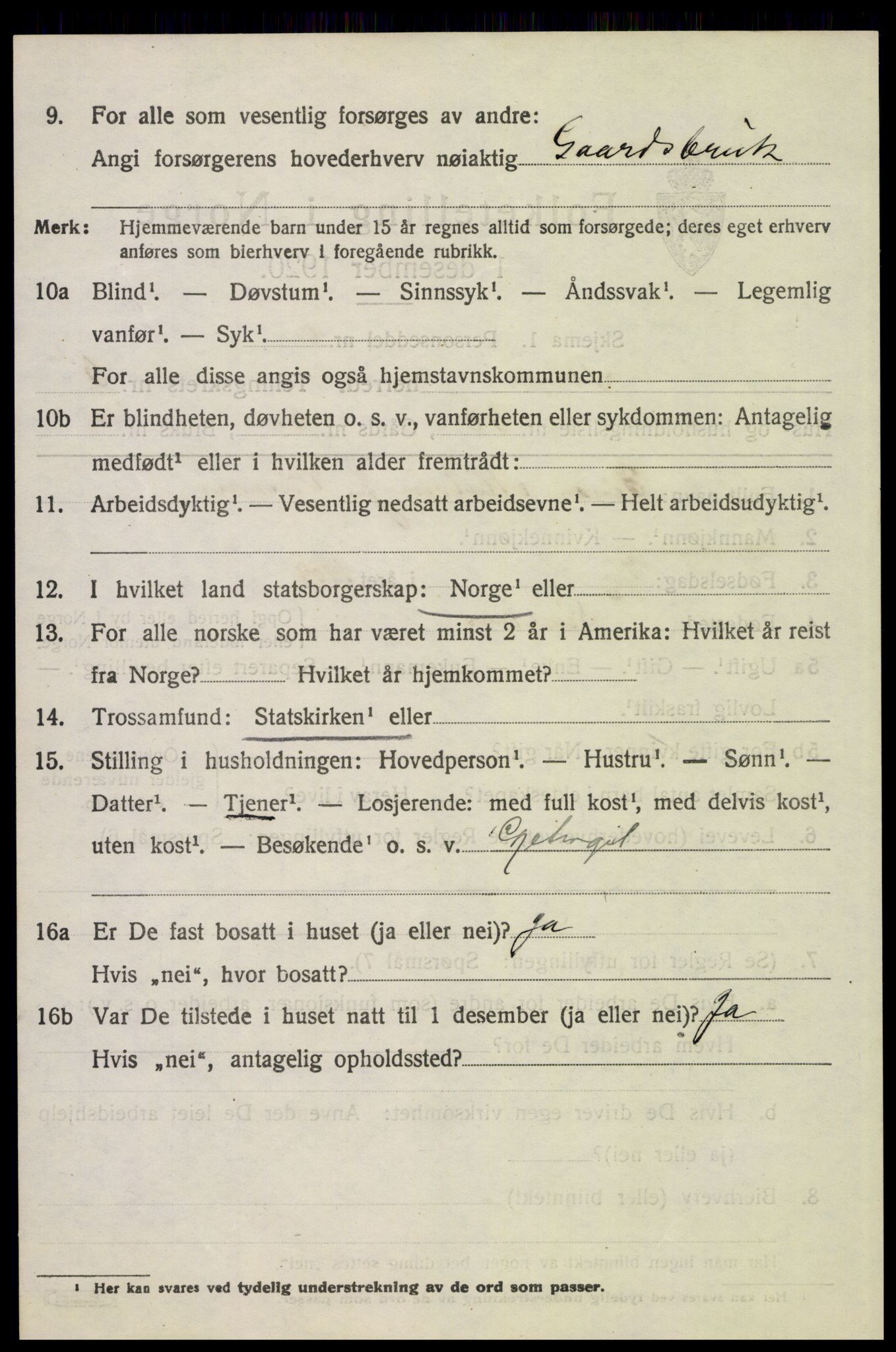 SAH, 1920 census for Tolga, 1920, p. 3626