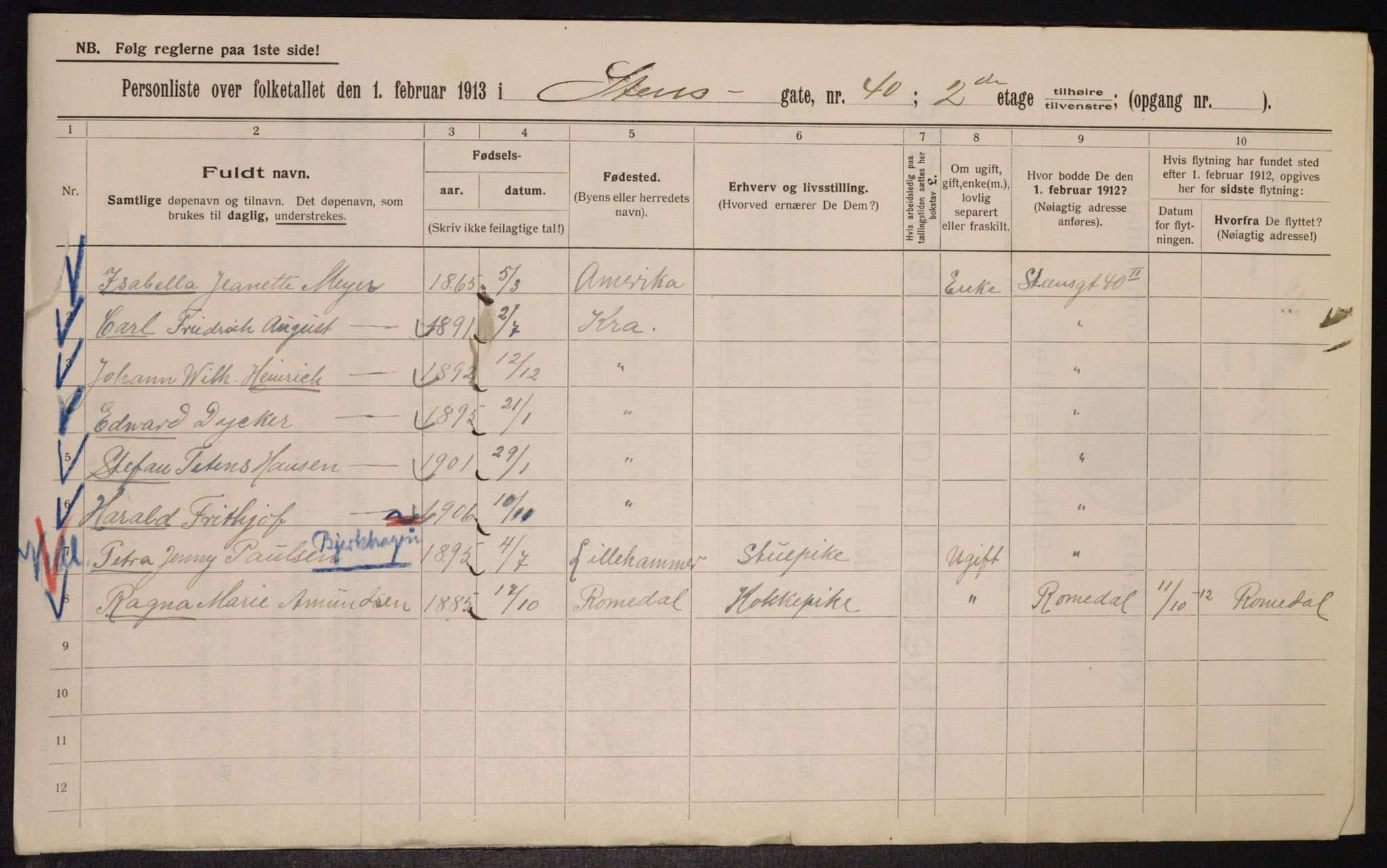 OBA, Municipal Census 1913 for Kristiania, 1913, p. 102341