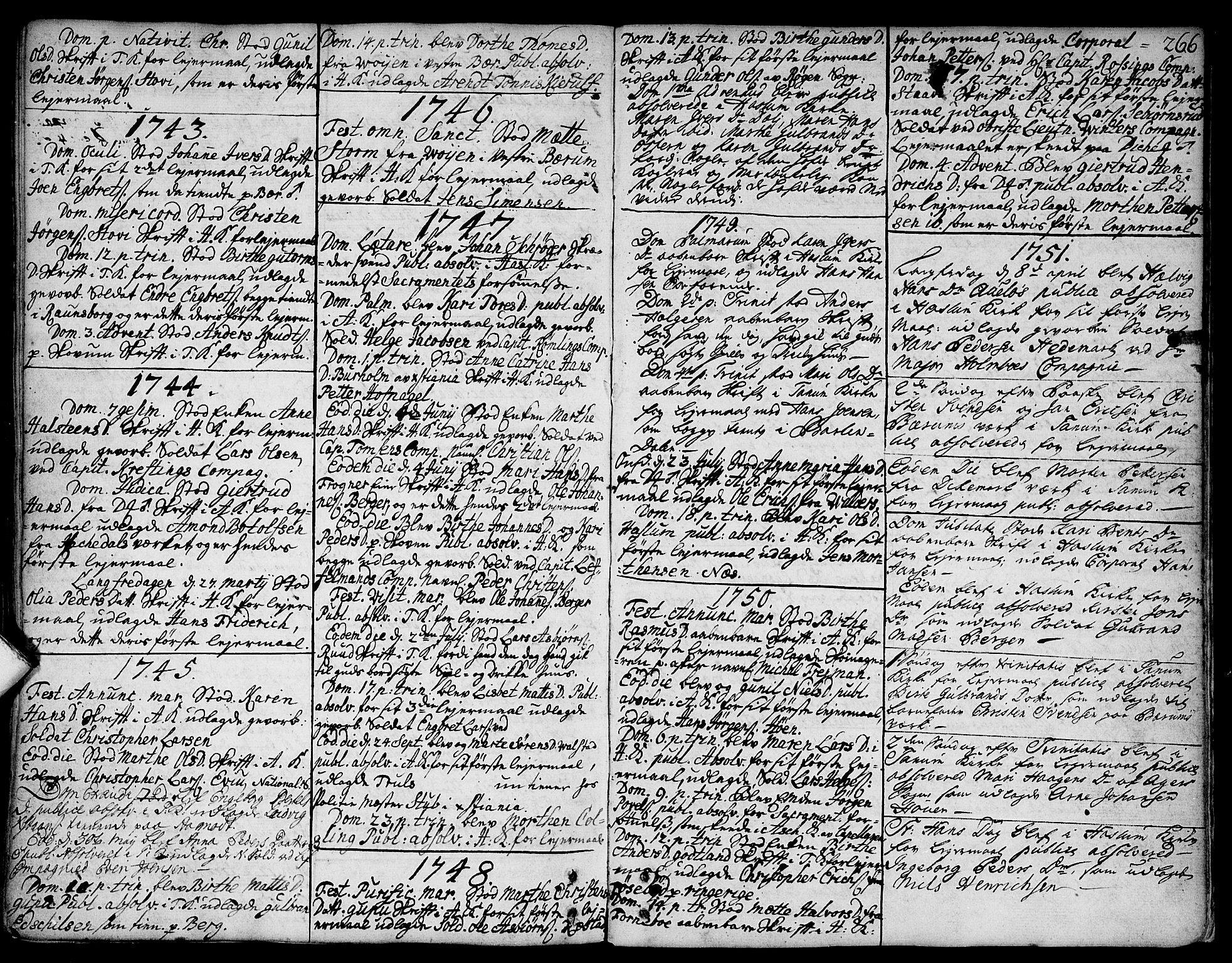 Asker prestekontor Kirkebøker, SAO/A-10256a/F/Fa/L0002: Parish register (official) no. I 2, 1733-1766, p. 266