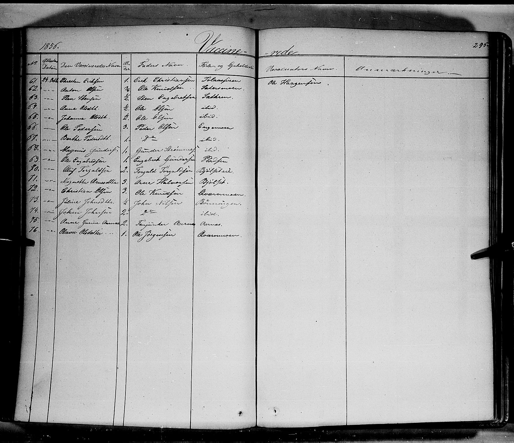 Elverum prestekontor, AV/SAH-PREST-044/H/Ha/Haa/L0009: Parish register (official) no. 9, 1843-1856, p. 295