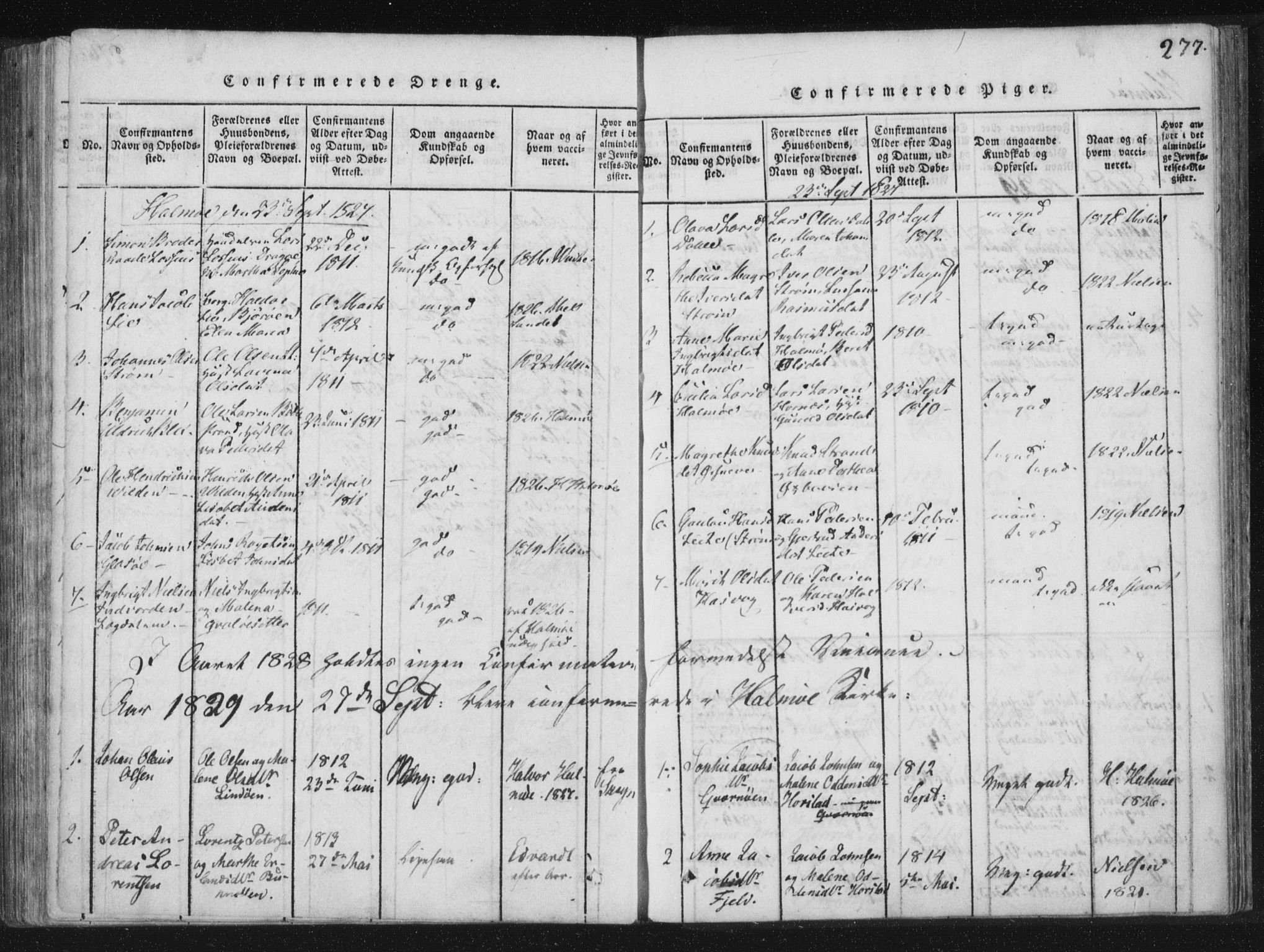 Ministerialprotokoller, klokkerbøker og fødselsregistre - Nord-Trøndelag, SAT/A-1458/773/L0609: Parish register (official) no. 773A03 /3, 1815-1830, p. 277