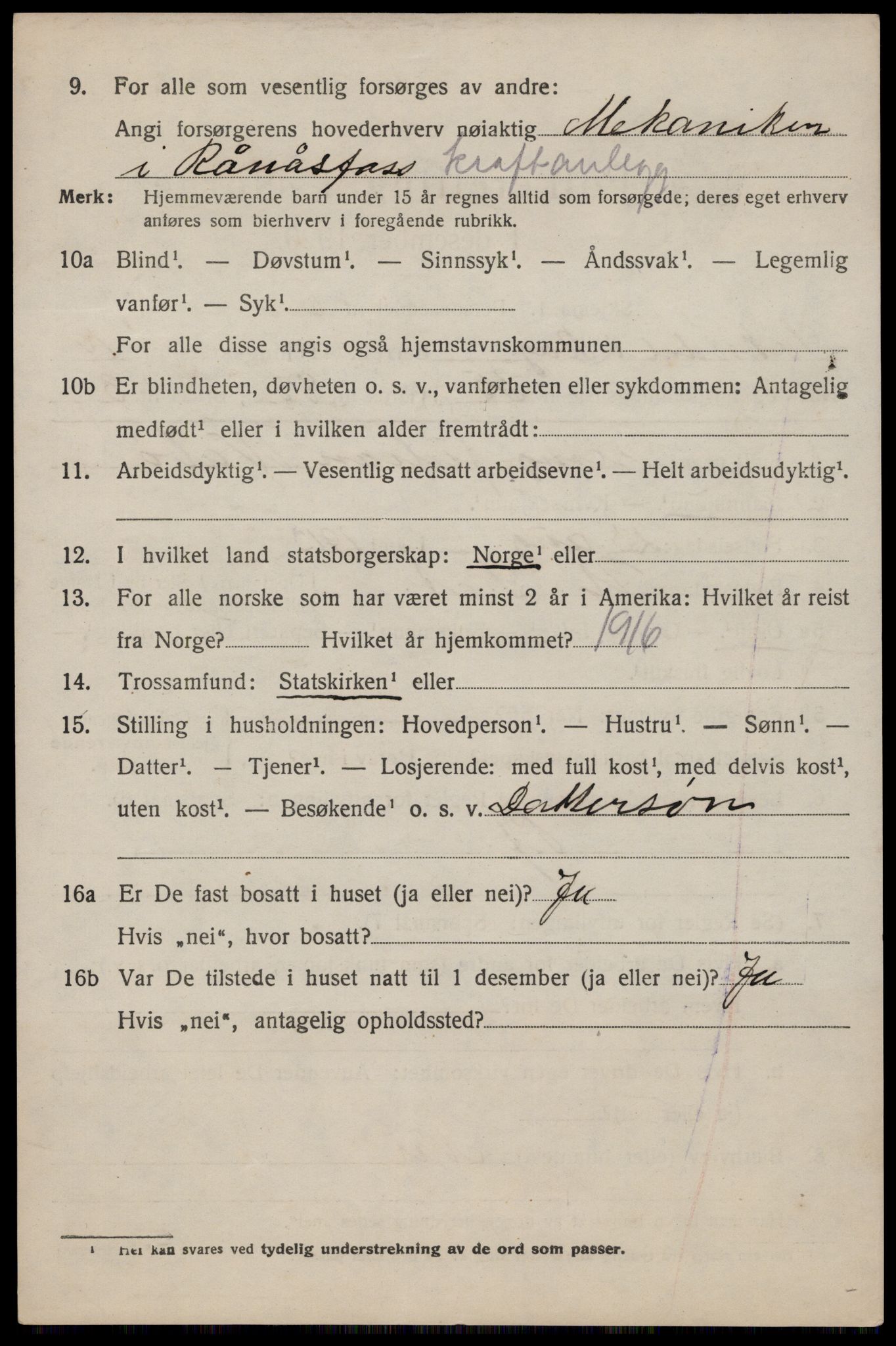 SAST, 1920 census for Sokndal, 1920, p. 6024