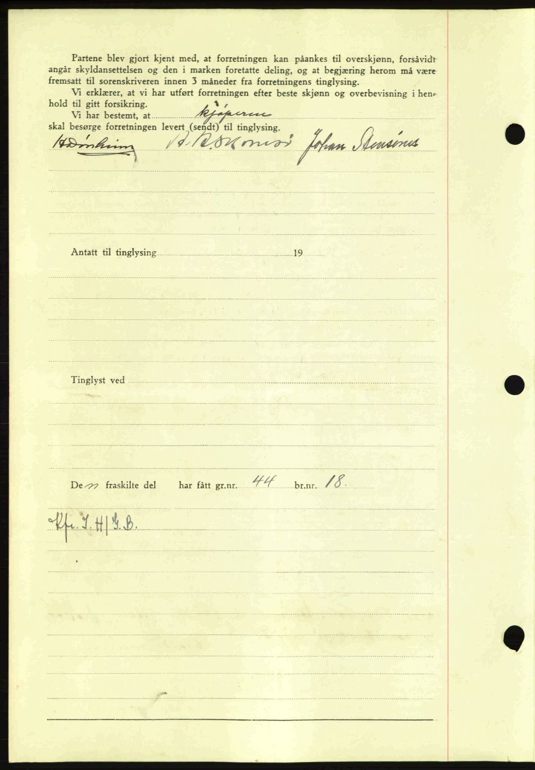 Nordmøre sorenskriveri, SAT/A-4132/1/2/2Ca: Mortgage book no. A90, 1941-1941, Diary no: : 1261/1941