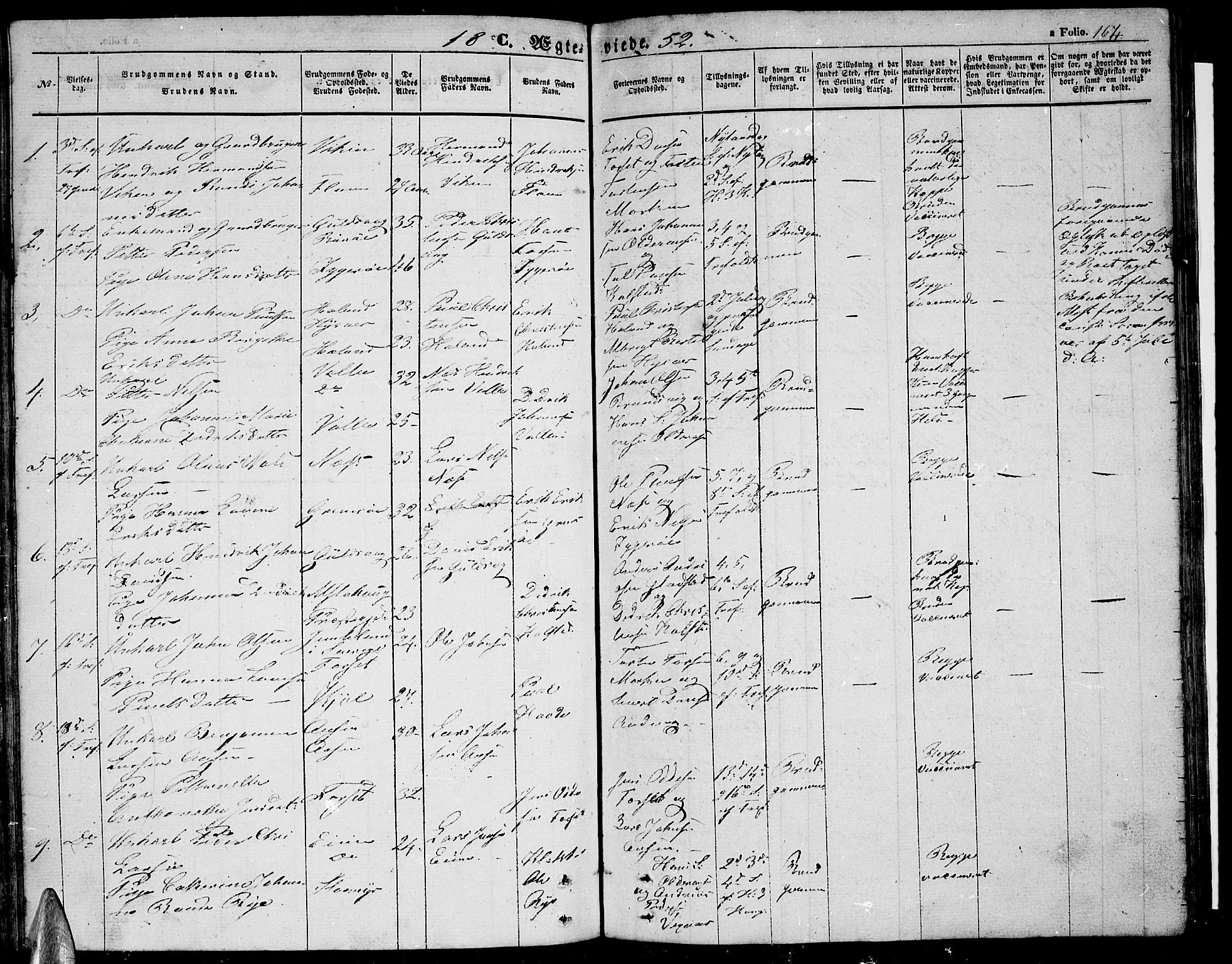 Ministerialprotokoller, klokkerbøker og fødselsregistre - Nordland, SAT/A-1459/816/L0251: Parish register (copy) no. 816C01, 1852-1870, p. 164