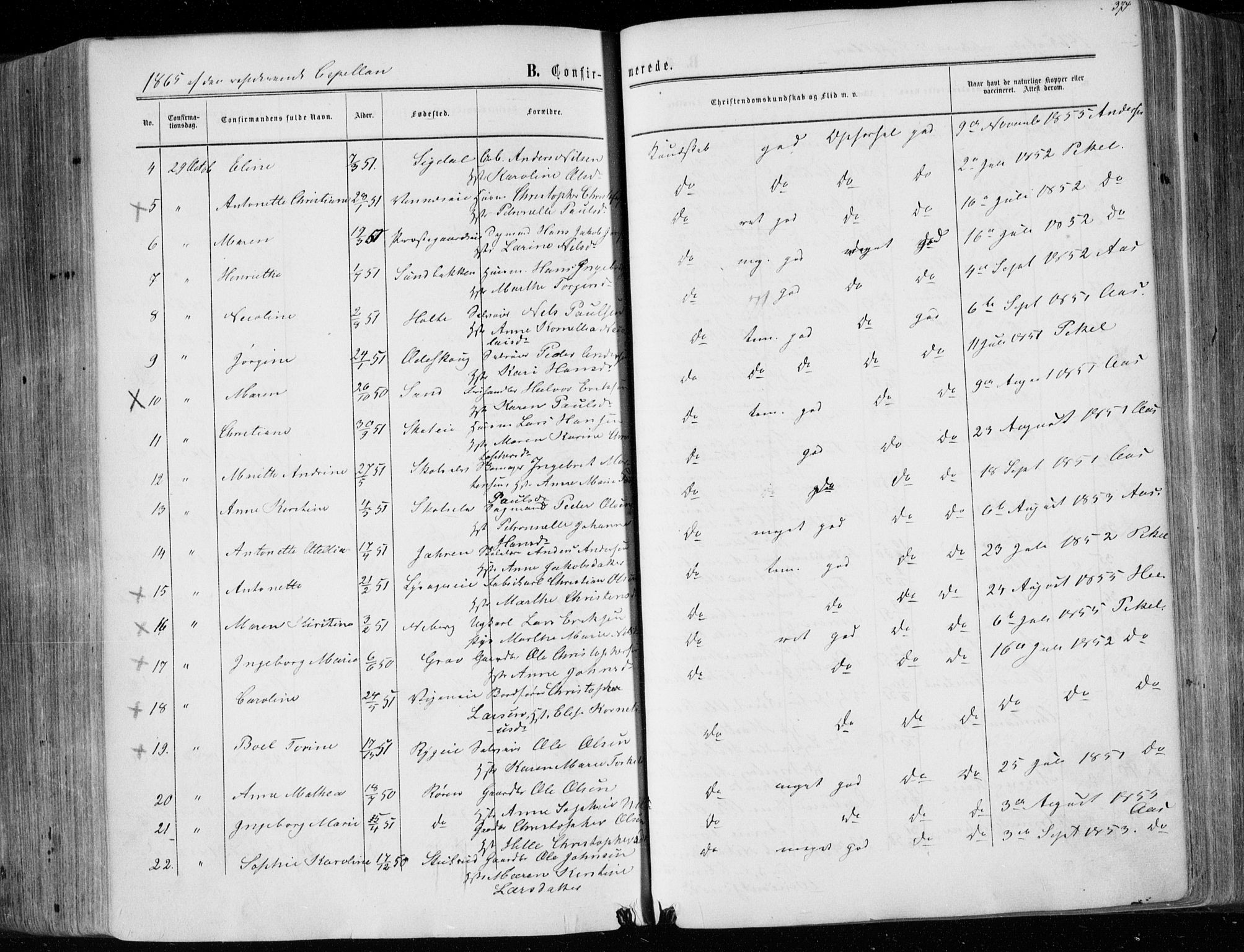 Eiker kirkebøker, AV/SAKO-A-4/F/Fa/L0016: Parish register (official) no. I 16, 1860-1868, p. 374