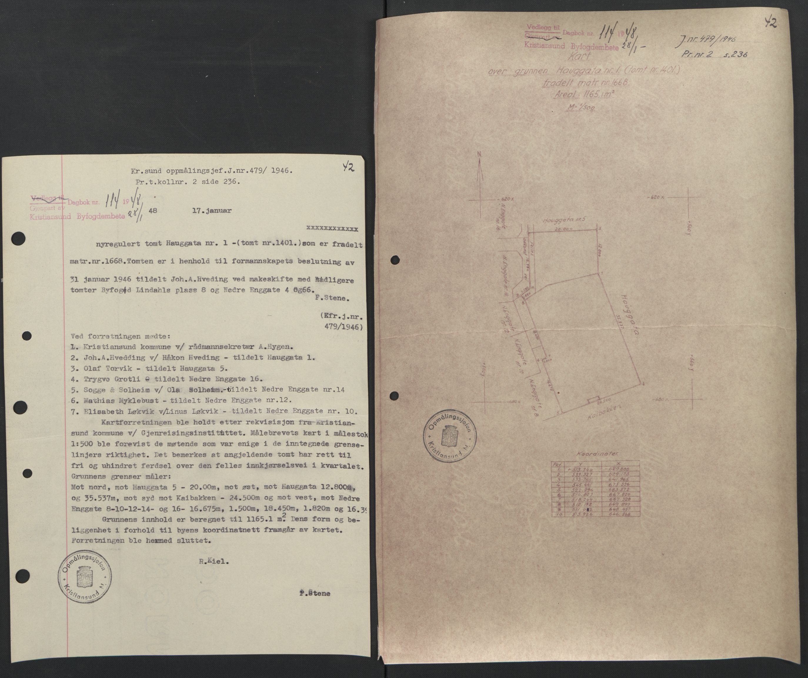 Kristiansund byfogd, AV/SAT-A-4587/A/27: Mortgage book no. 42, 1947-1950, Diary no: : 114/1948