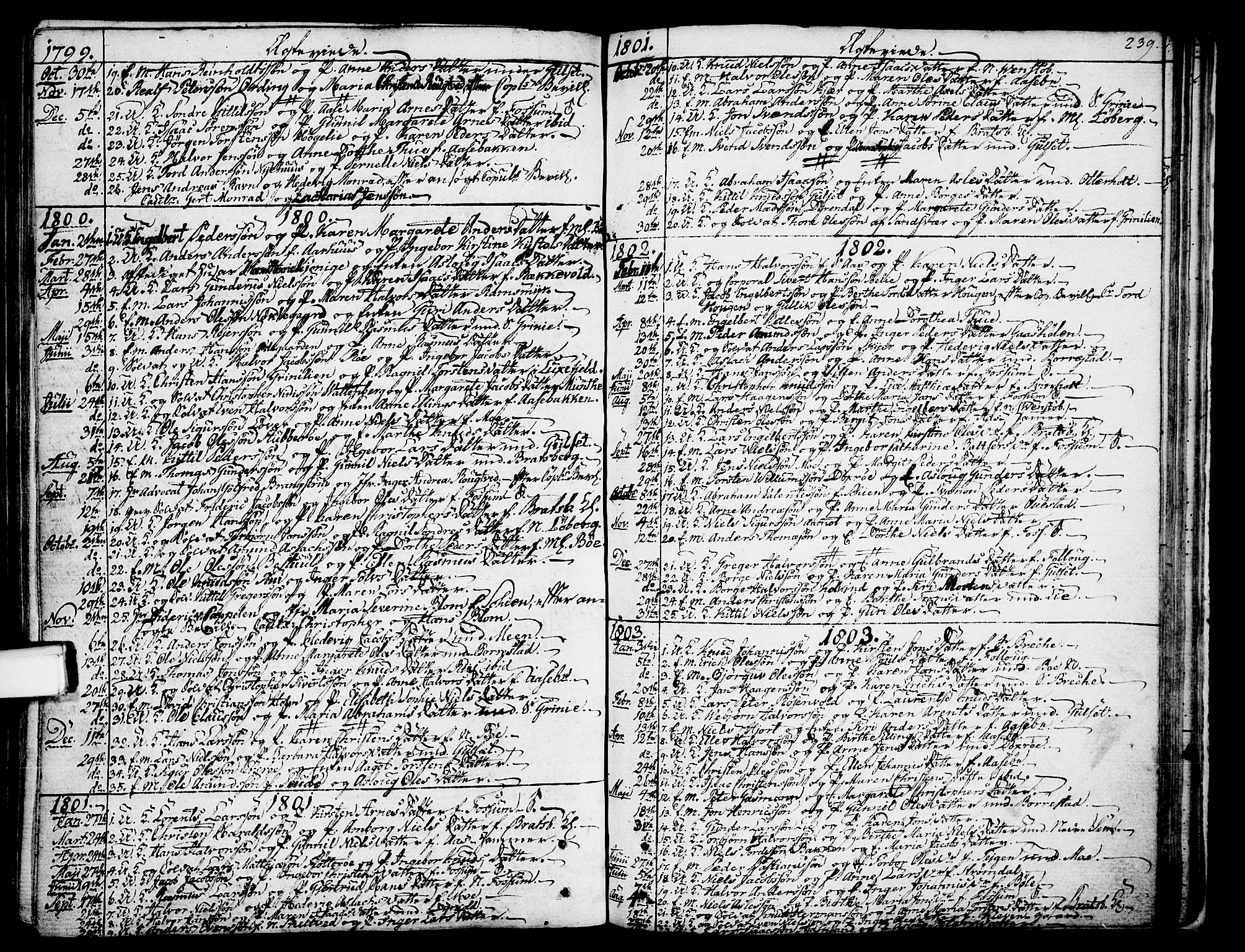 Gjerpen kirkebøker, SAKO/A-265/F/Fa/L0003: Parish register (official) no. I 3, 1796-1814, p. 239