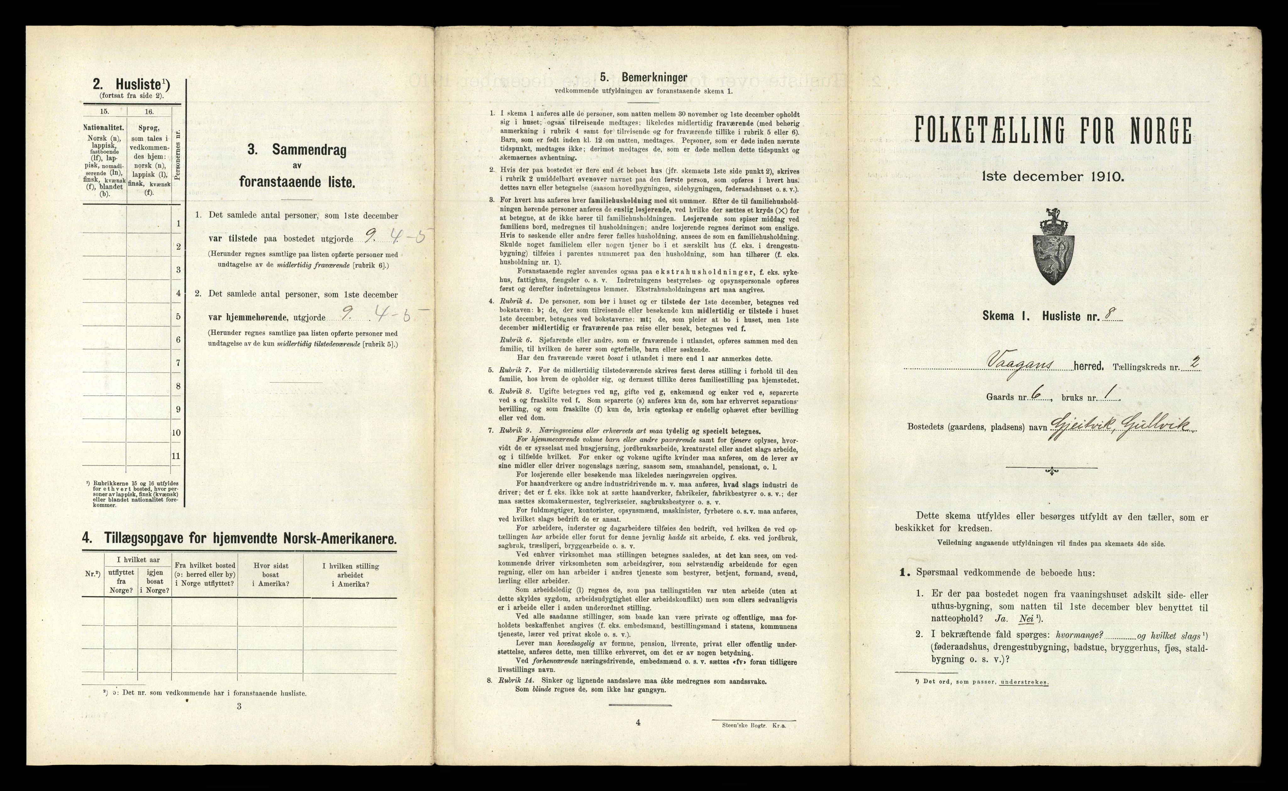 RA, 1910 census for Vågan, 1910, p. 125