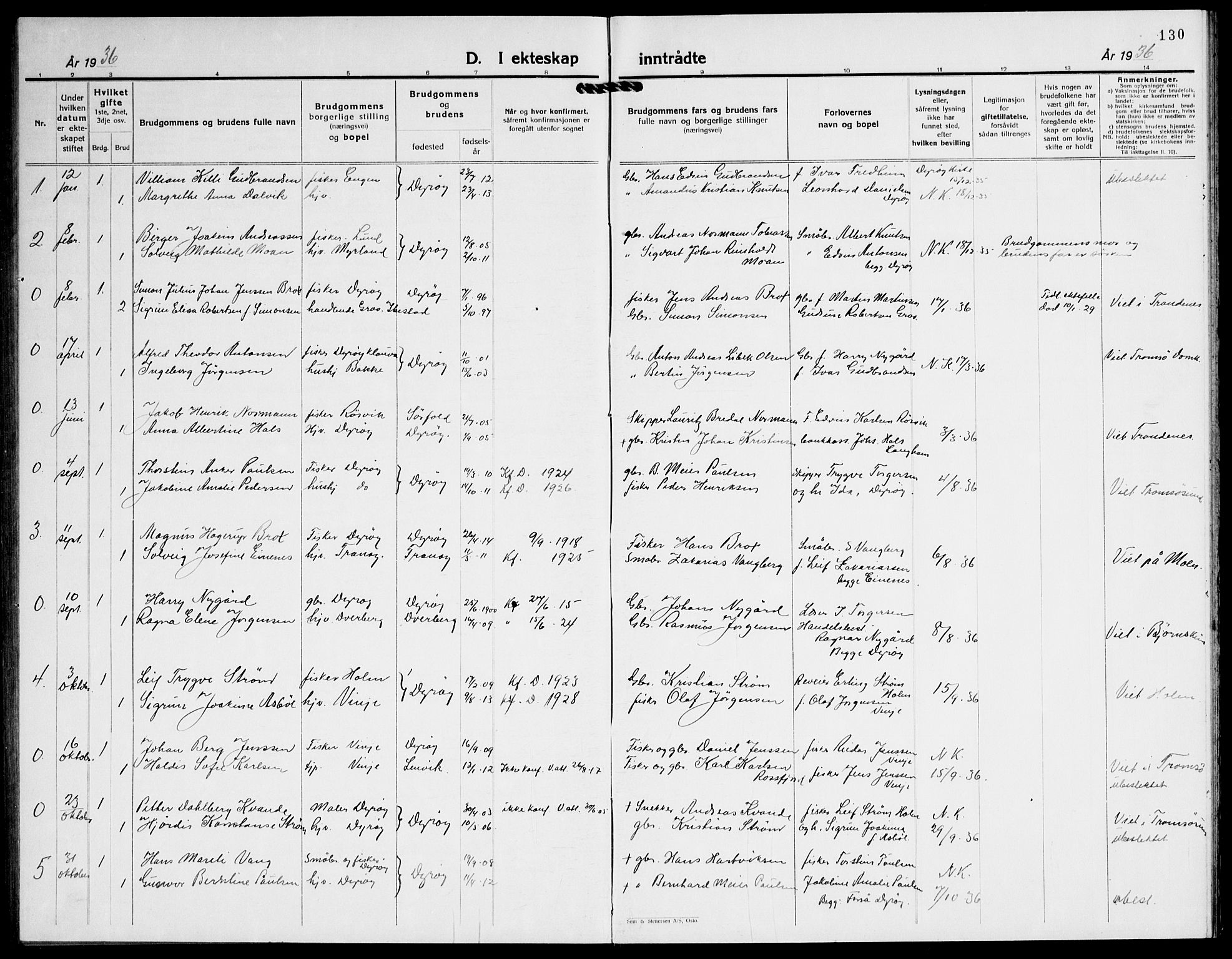 Tranøy sokneprestkontor, AV/SATØ-S-1313/I/Ia/Iab/L0016klokker: Parish register (copy) no. 16, 1930-1945, p. 130