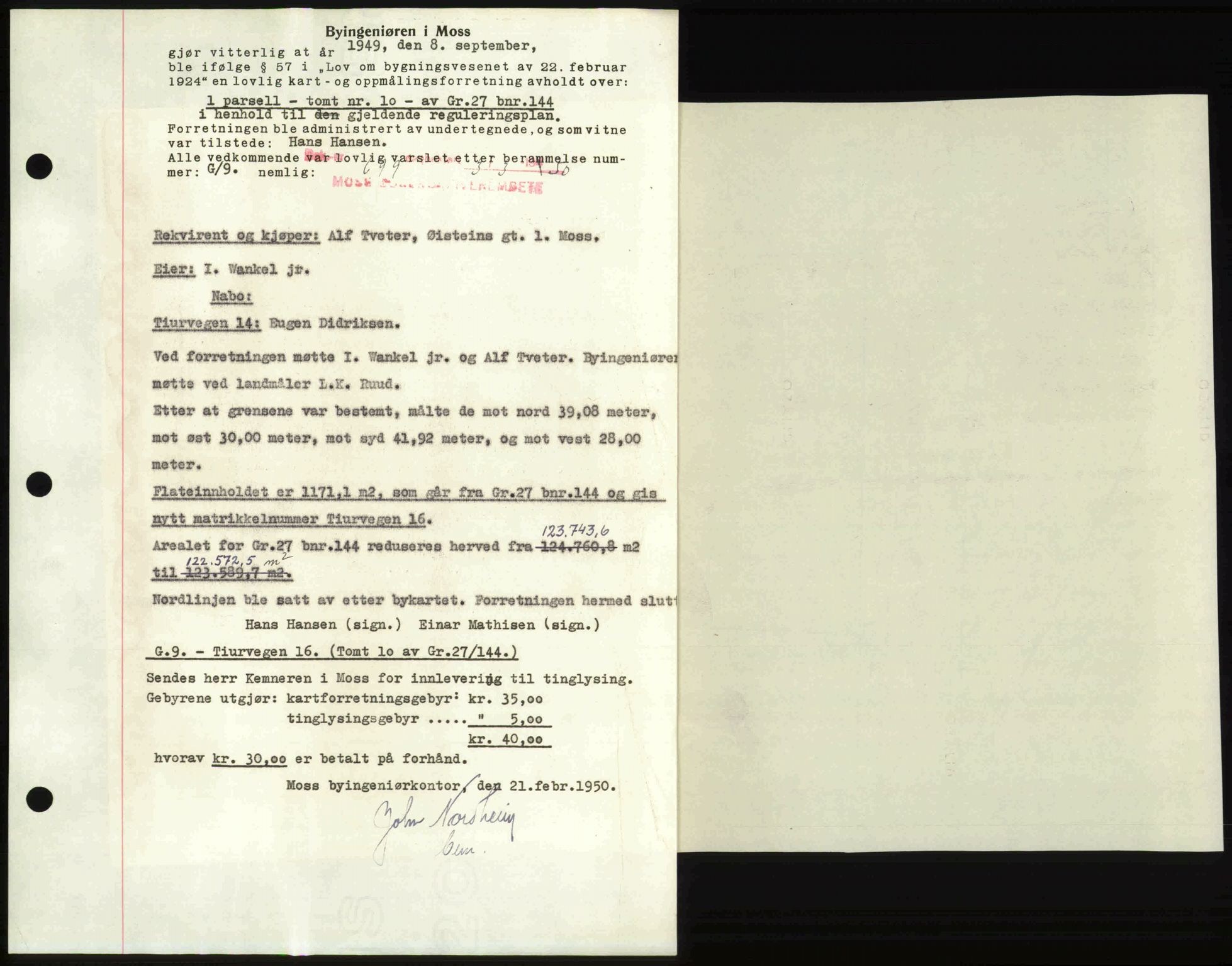 Moss sorenskriveri, SAO/A-10168: Mortgage book no. A25, 1950-1950, Diary no: : 699/1950