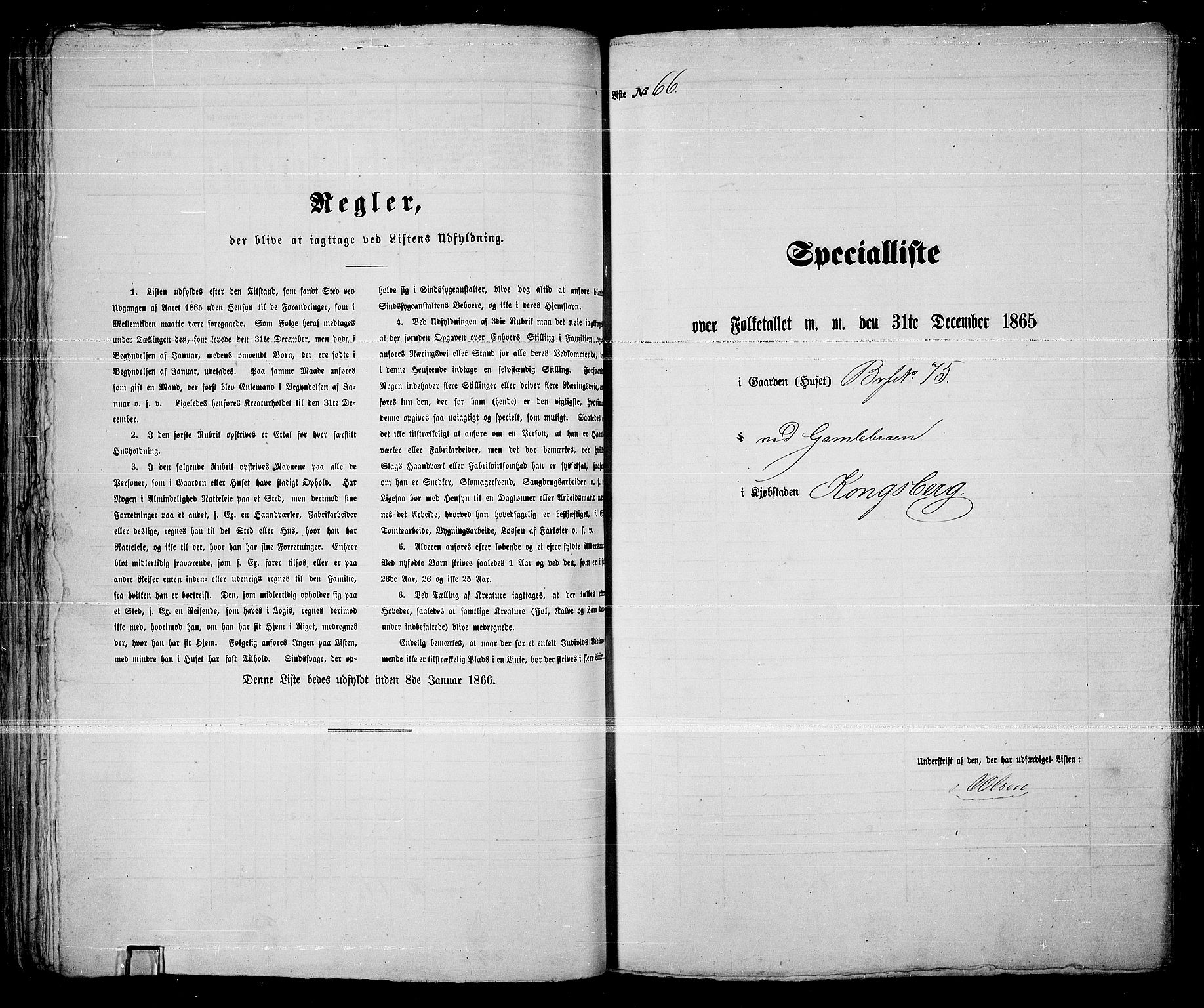 RA, 1865 census for Kongsberg/Kongsberg, 1865, p. 142