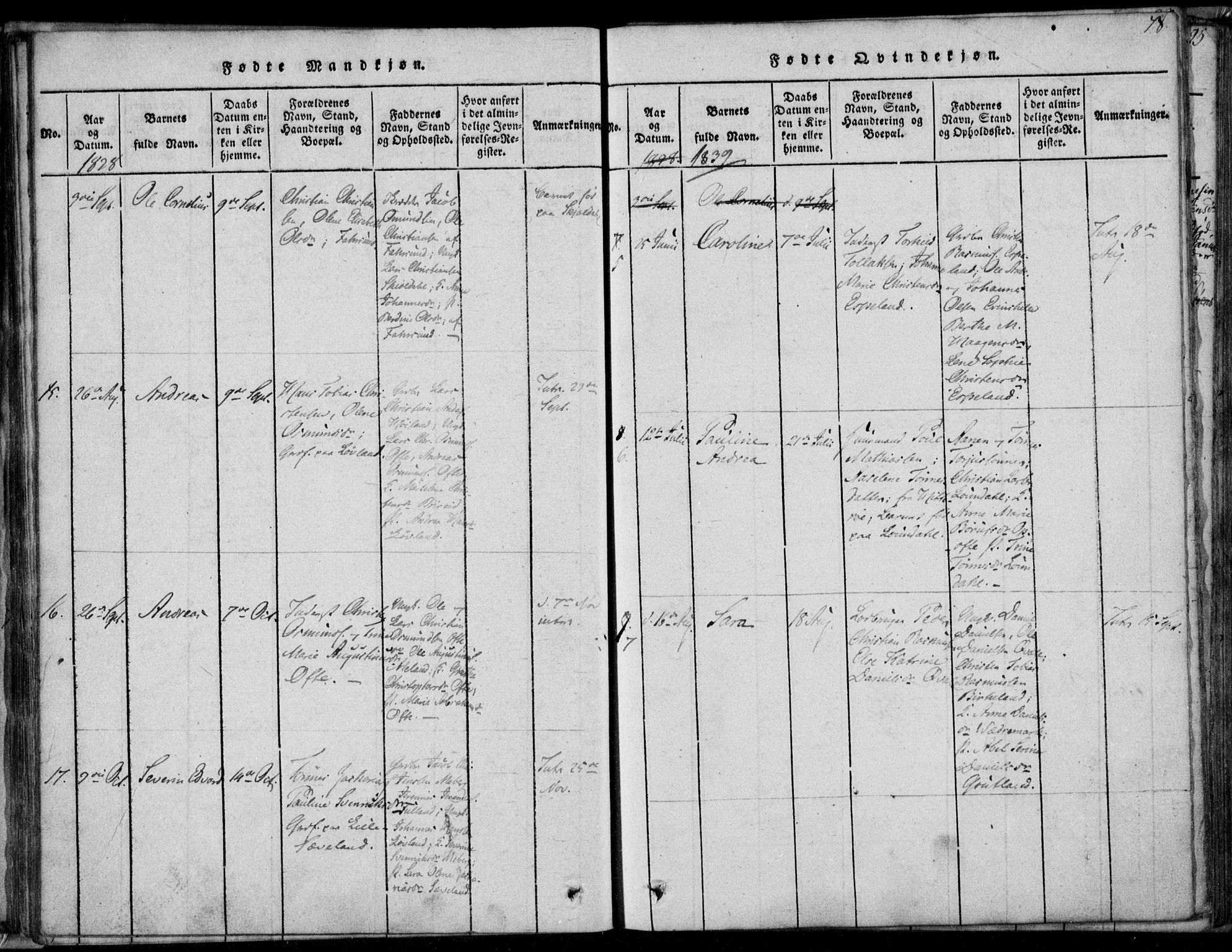 Herad sokneprestkontor, AV/SAK-1111-0018/F/Fa/Faa/L0003: Parish register (official) no. A 3, 1816-1844, p. 78