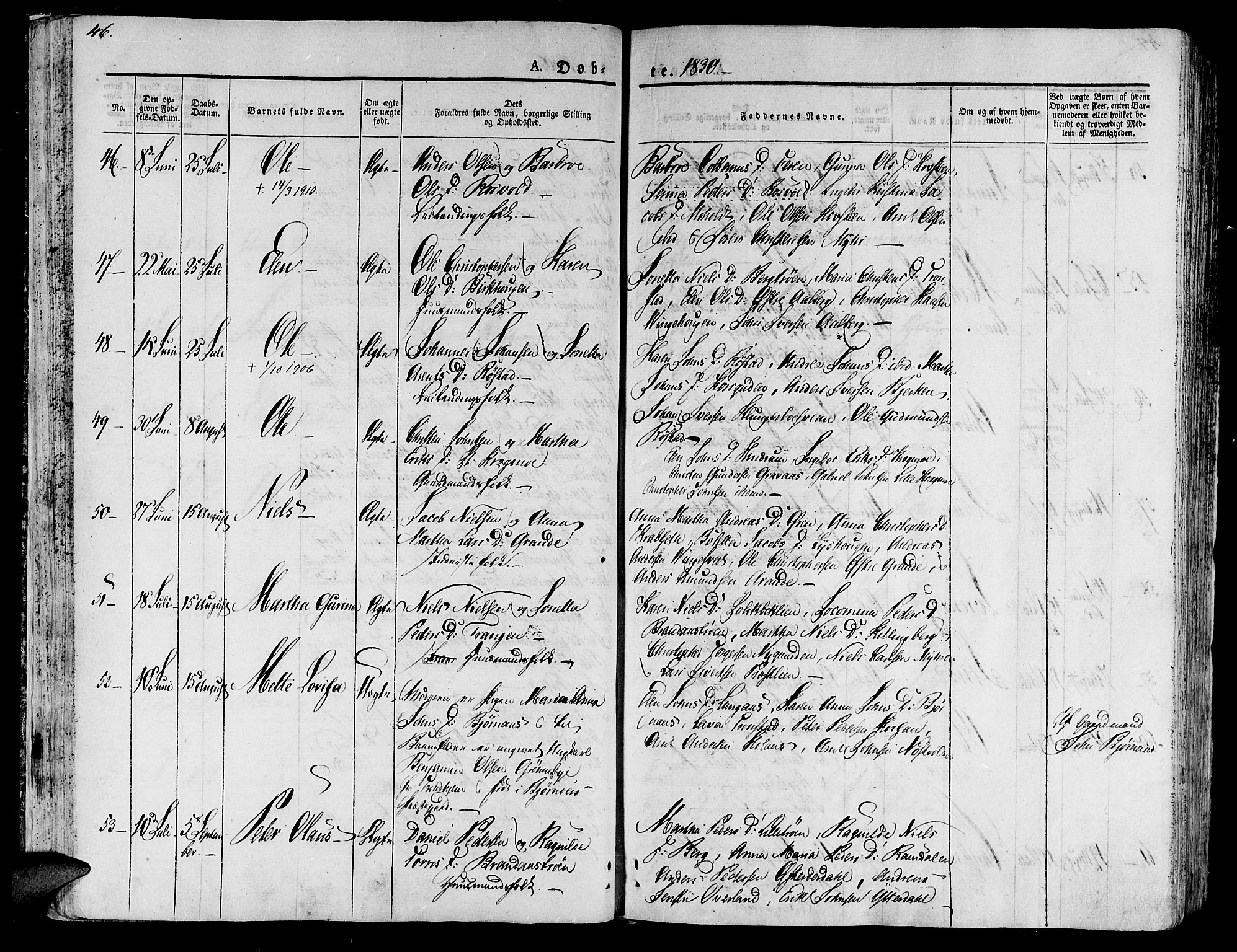 Ministerialprotokoller, klokkerbøker og fødselsregistre - Nord-Trøndelag, AV/SAT-A-1458/701/L0006: Parish register (official) no. 701A06, 1825-1841, p. 46