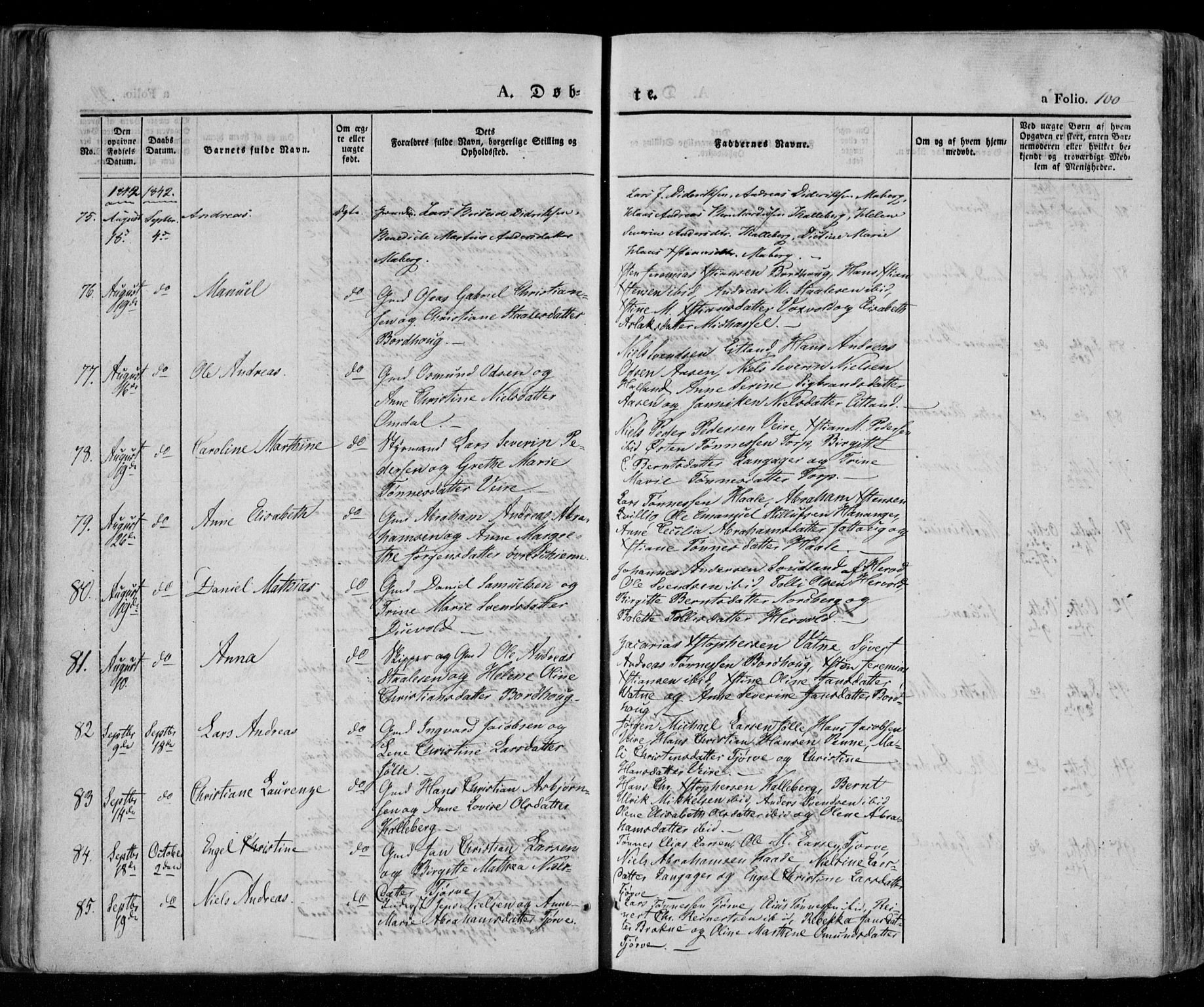 Lista sokneprestkontor, AV/SAK-1111-0027/F/Fa/L0009: Parish register (official) no. A 9, 1835-1846, p. 100