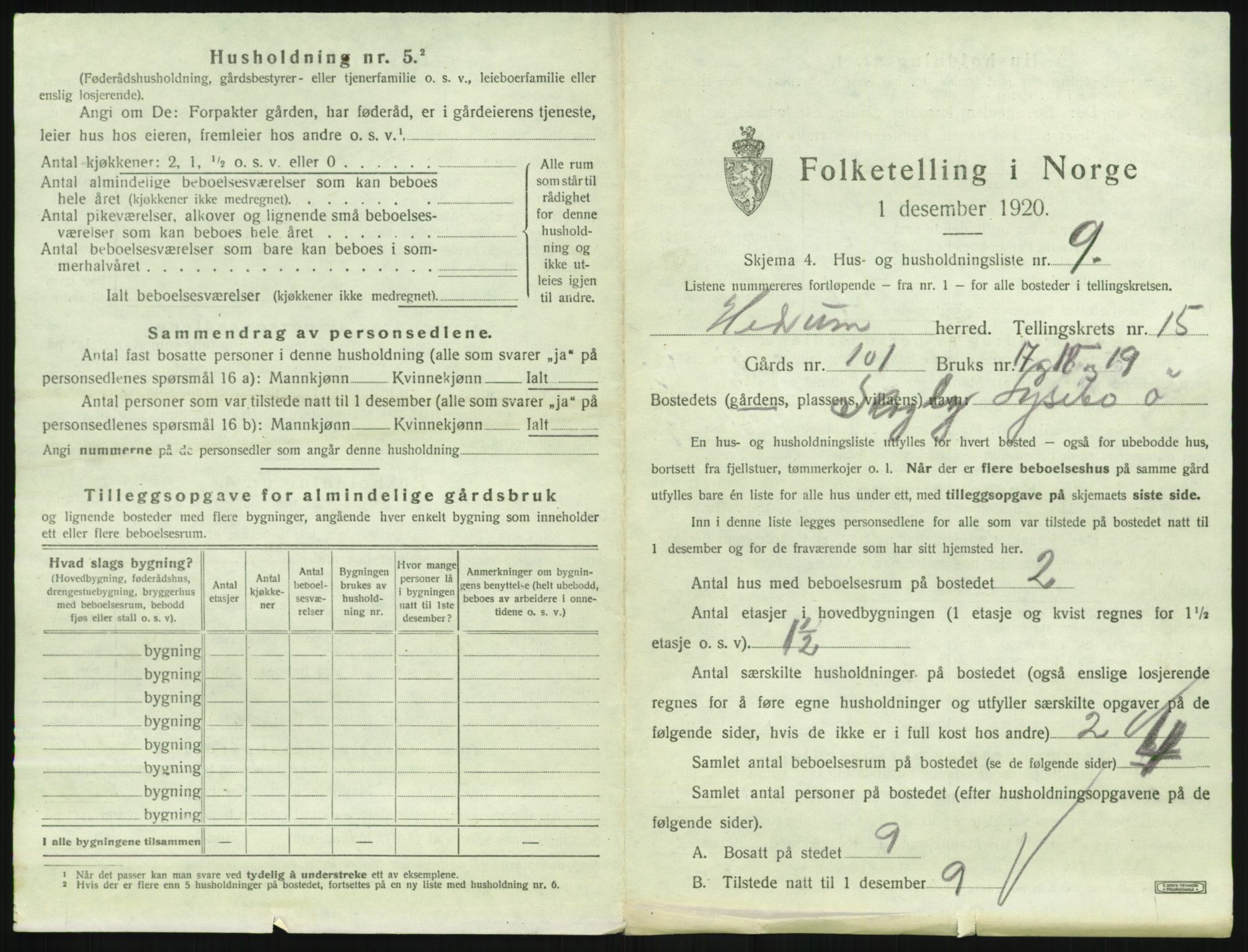 SAKO, 1920 census for Hedrum, 1920, p. 1429