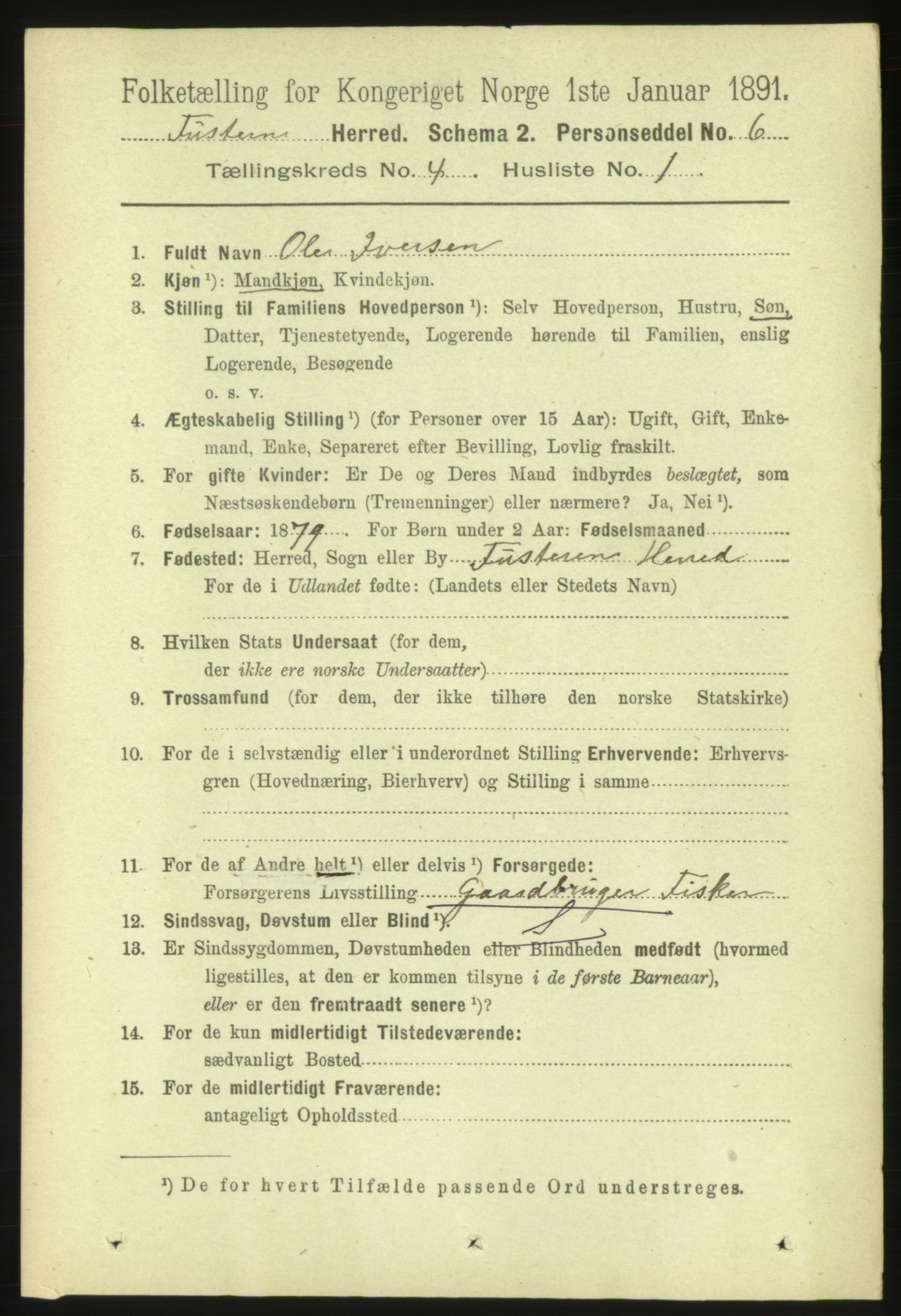 RA, 1891 census for 1572 Tustna, 1891, p. 1395