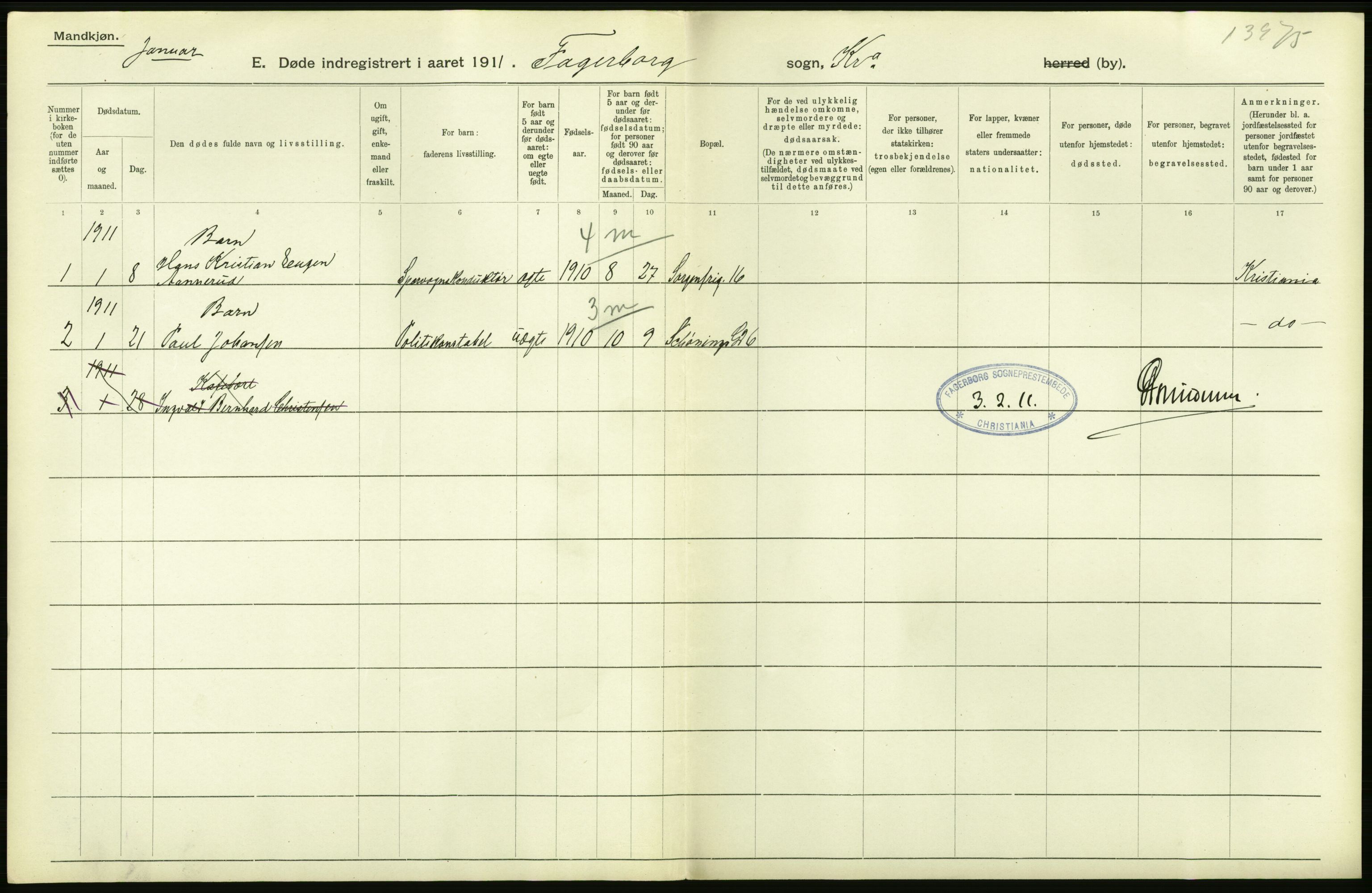 Statistisk sentralbyrå, Sosiodemografiske emner, Befolkning, RA/S-2228/D/Df/Dfb/Dfba/L0009: Kristiania: Døde menn, 1911, p. 50