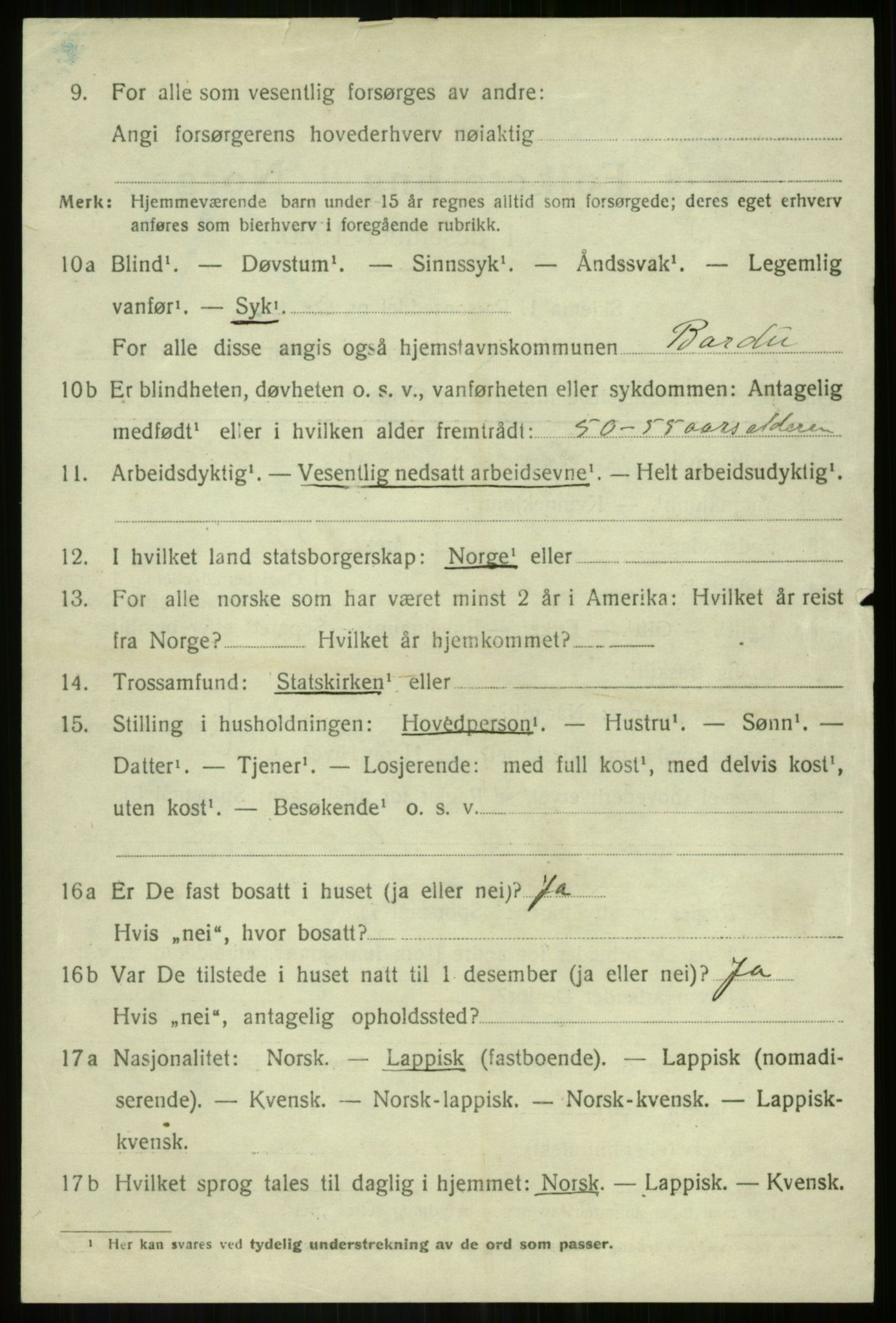 SATØ, 1920 census for Bardu, 1920, p. 4099