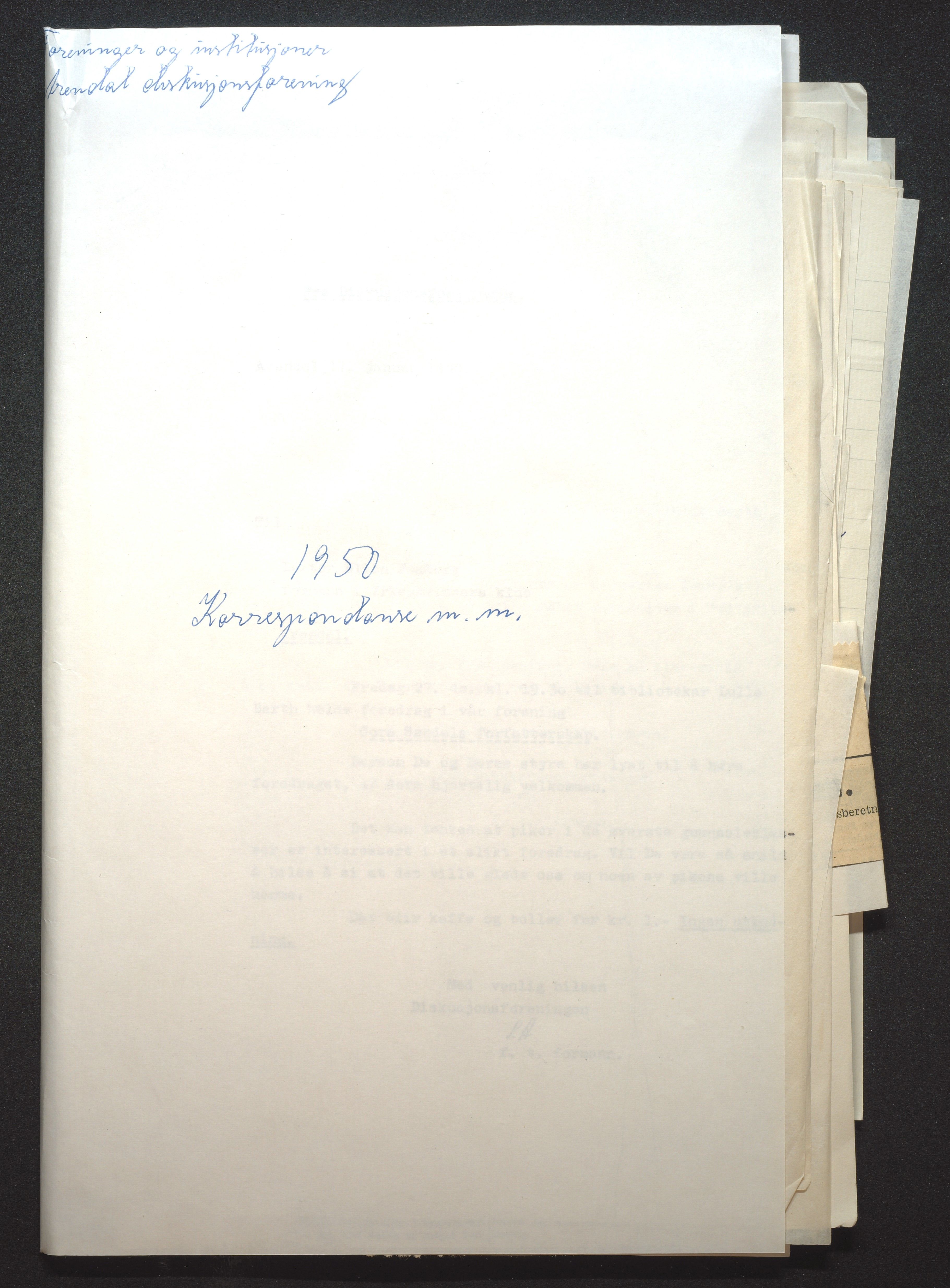 Samling av foreningsarkiv. A-Å, AAKS/PA-1059/F/L0011: Foreninger, Arendal