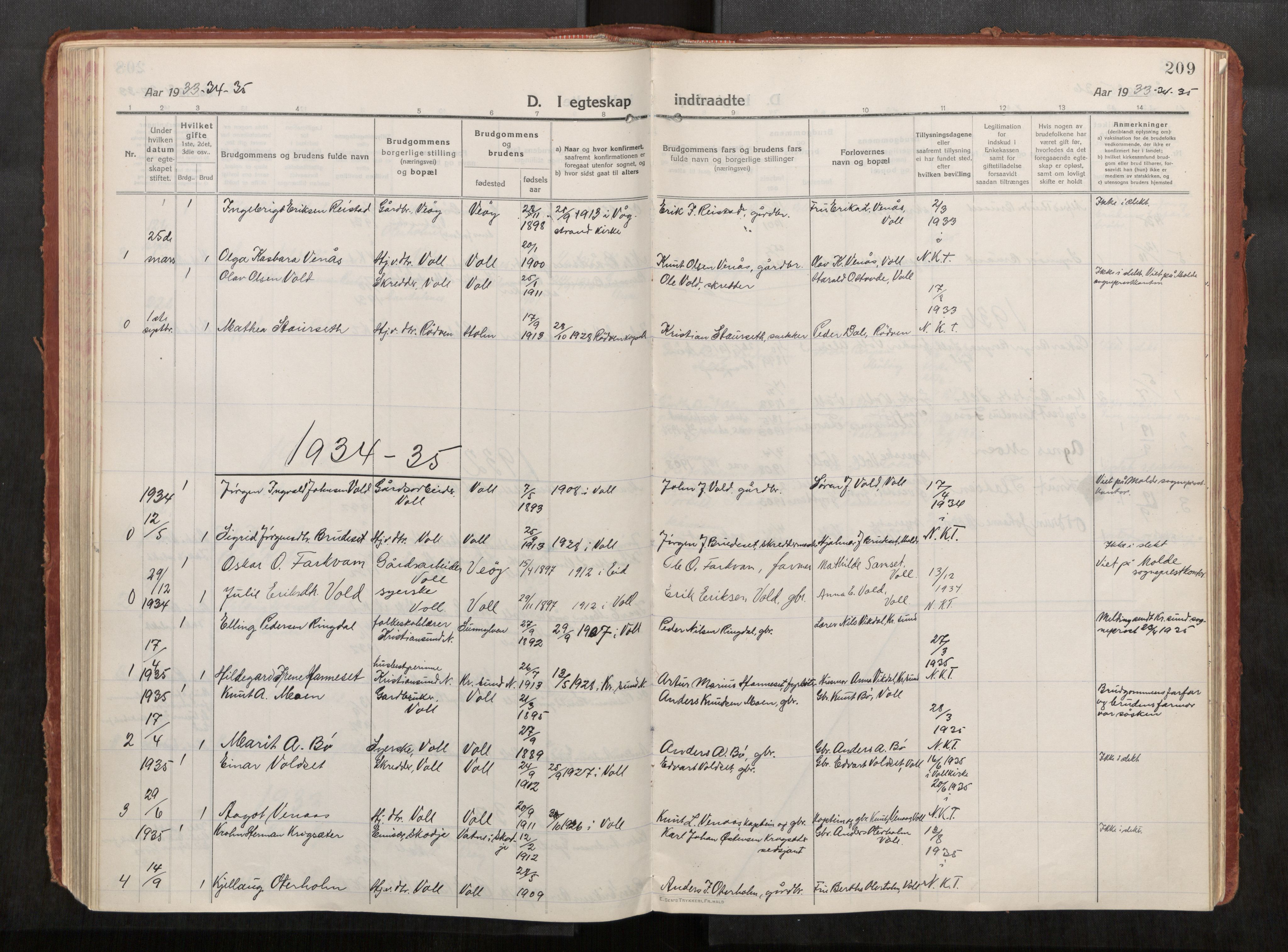 Eid sokneprestkontor, AV/SAT-A-1254: Parish register (official) no. 543A04, 1916-1956, p. 209