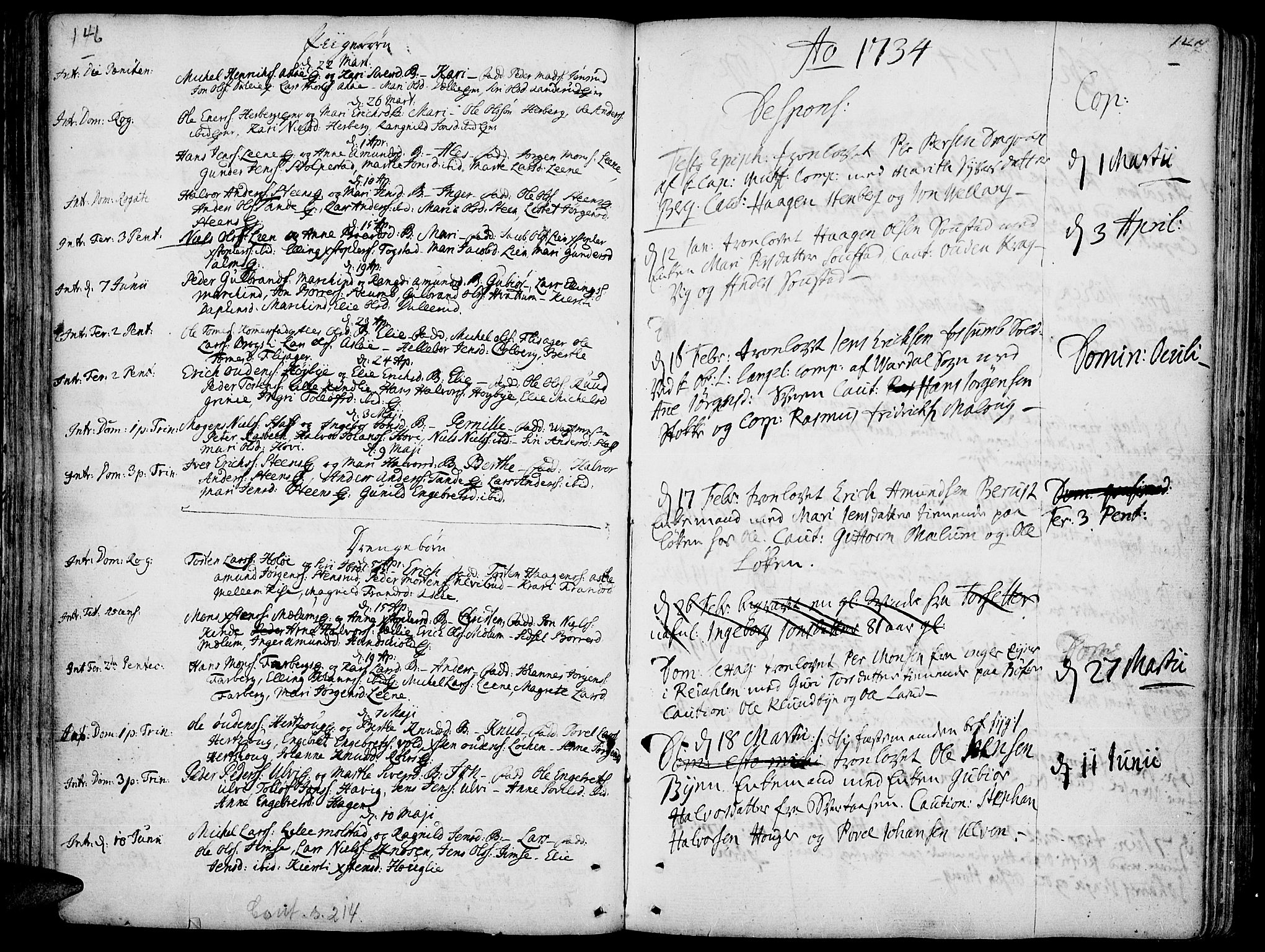 Ringsaker prestekontor, SAH/PREST-014/K/Ka/L0001: Parish register (official) no. 1, 1734-1746, p. 146-147