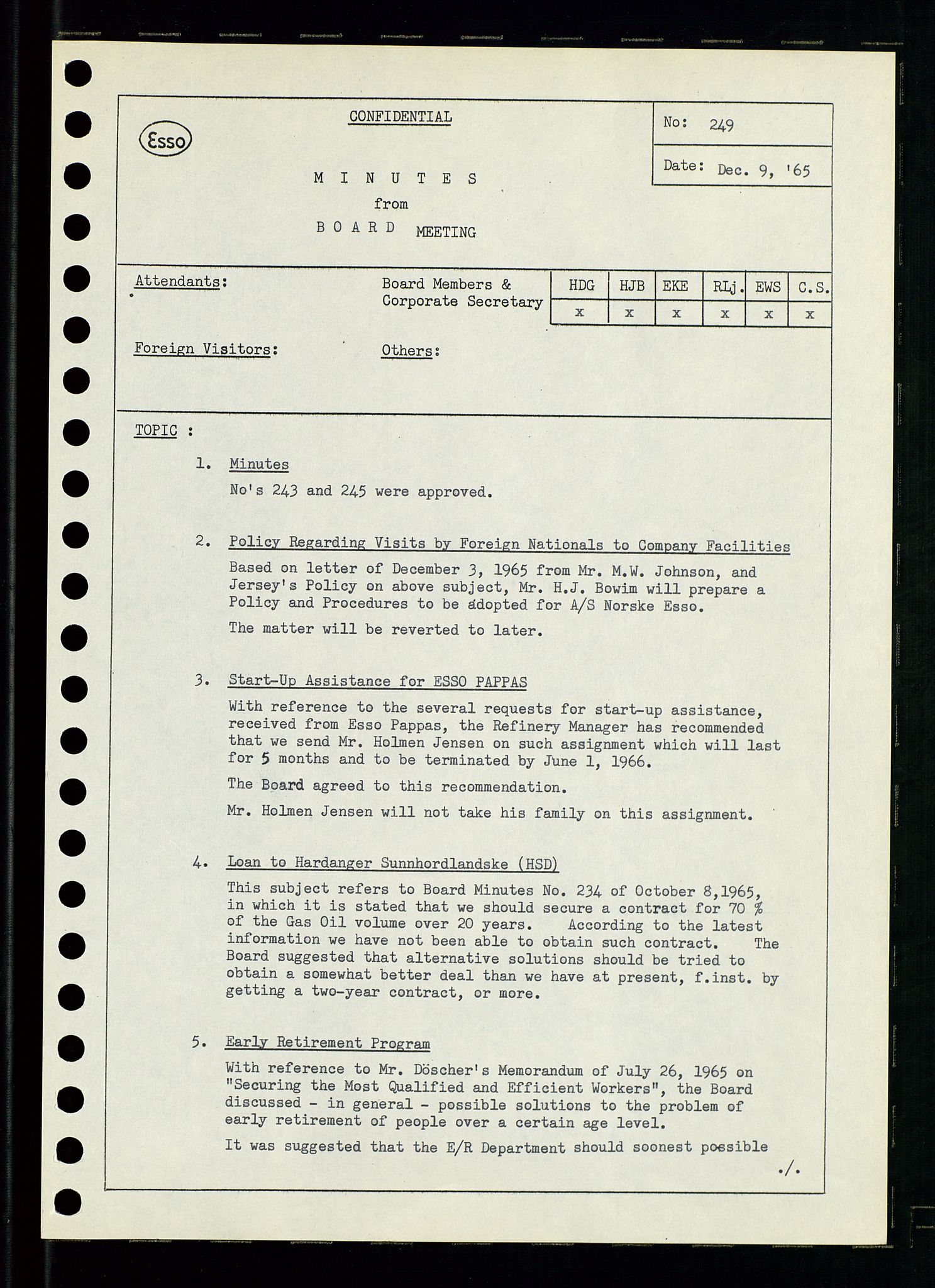 Pa 0982 - Esso Norge A/S, AV/SAST-A-100448/A/Aa/L0002/0001: Den administrerende direksjon Board minutes (styrereferater) / Den administrerende direksjon Board minutes (styrereferater), 1965, p. 10