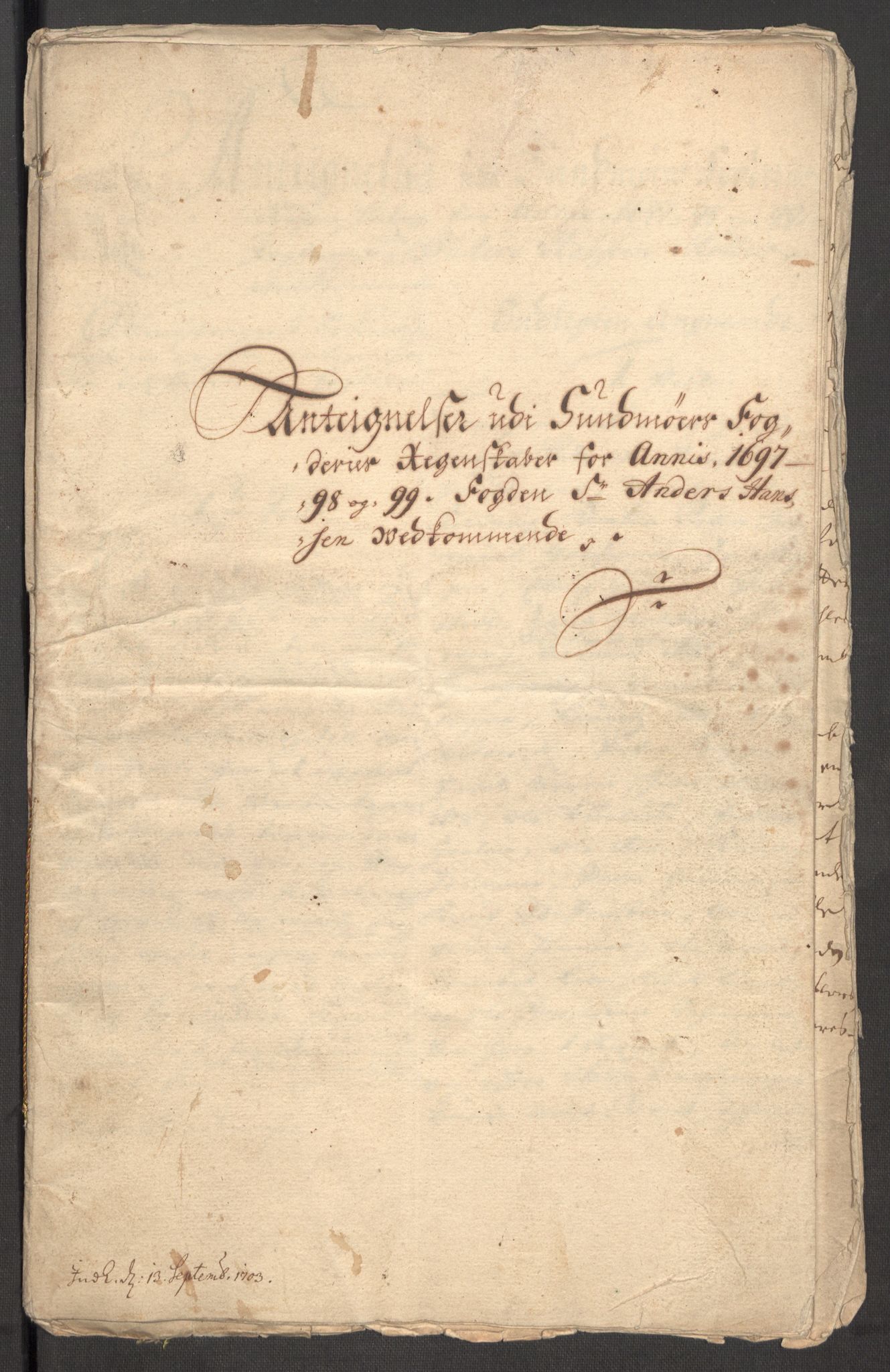 Rentekammeret inntil 1814, Reviderte regnskaper, Fogderegnskap, RA/EA-4092/R54/L3557: Fogderegnskap Sunnmøre, 1699, p. 295