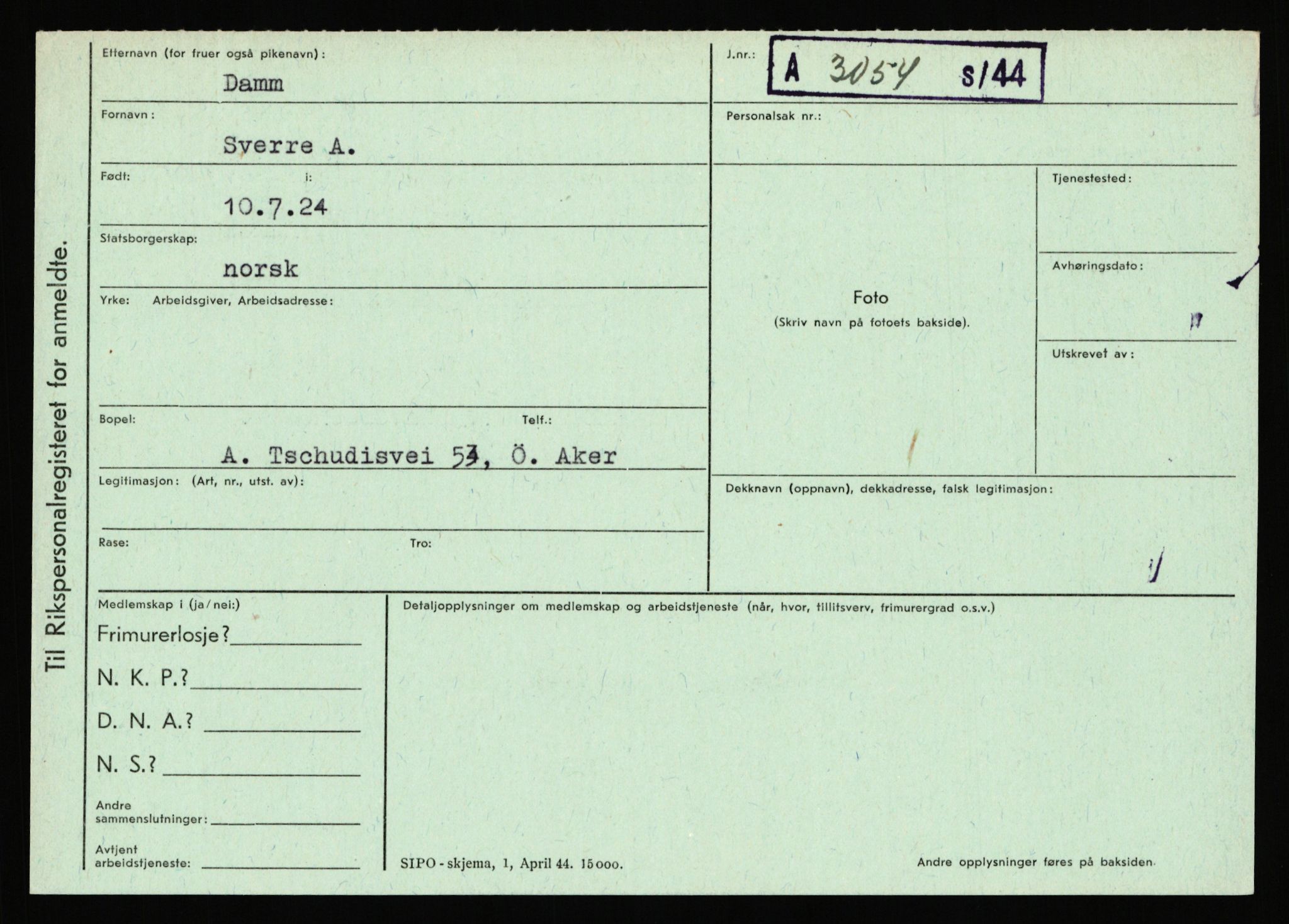 Statspolitiet - Hovedkontoret / Osloavdelingen, AV/RA-S-1329/C/Ca/L0003: Brechan - Eichinger	, 1943-1945, p. 3042