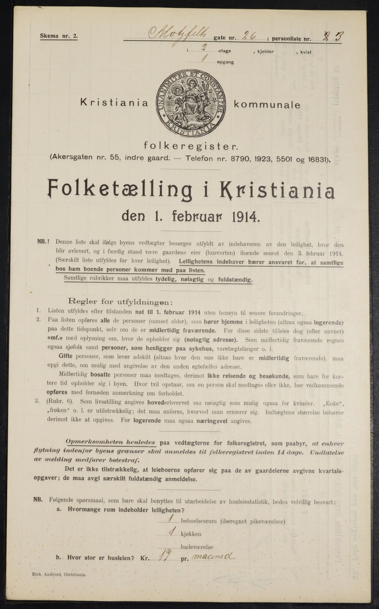 OBA, Municipal Census 1914 for Kristiania, 1914, p. 66387