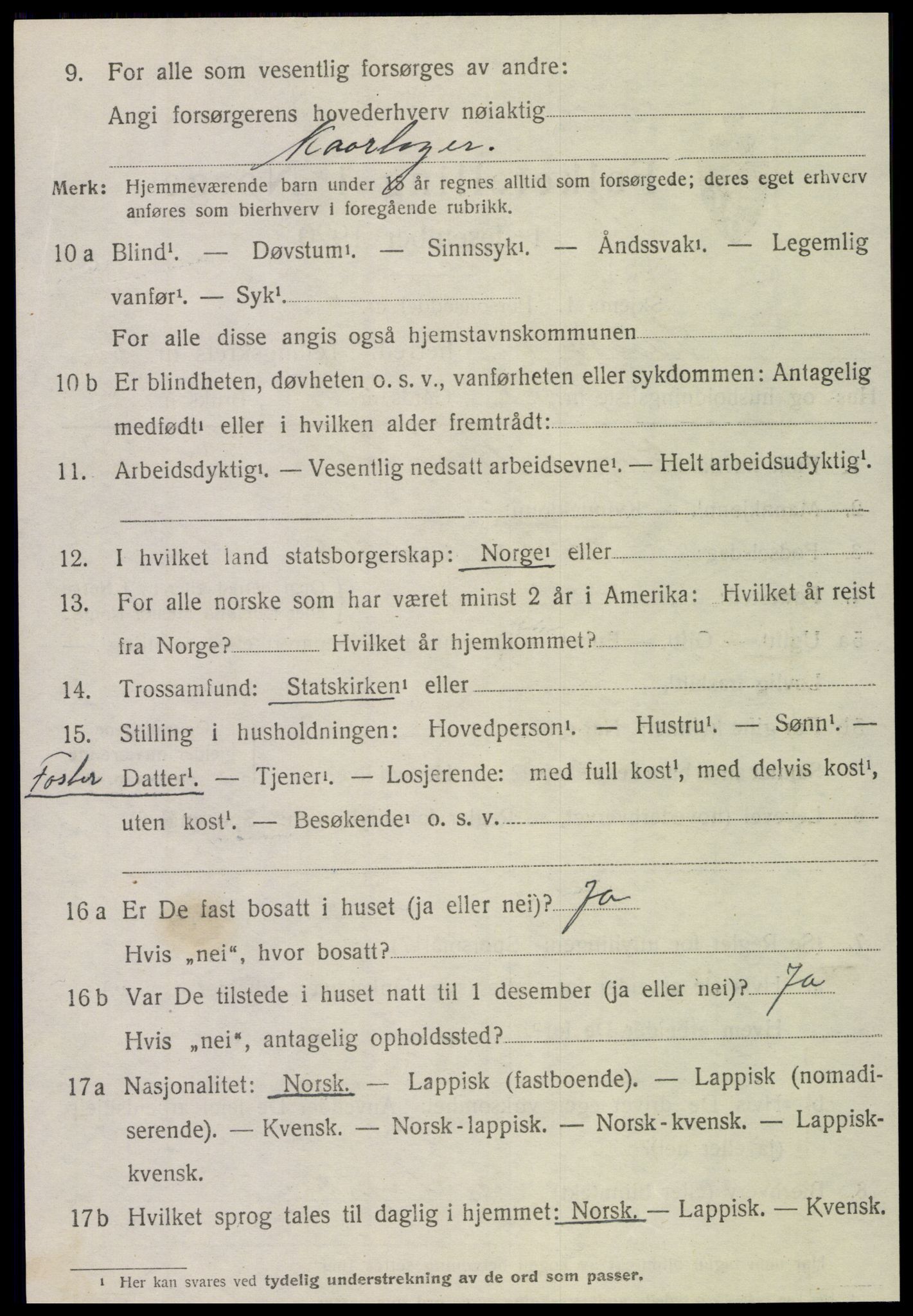 SAT, 1920 census for Snåsa, 1920, p. 4995