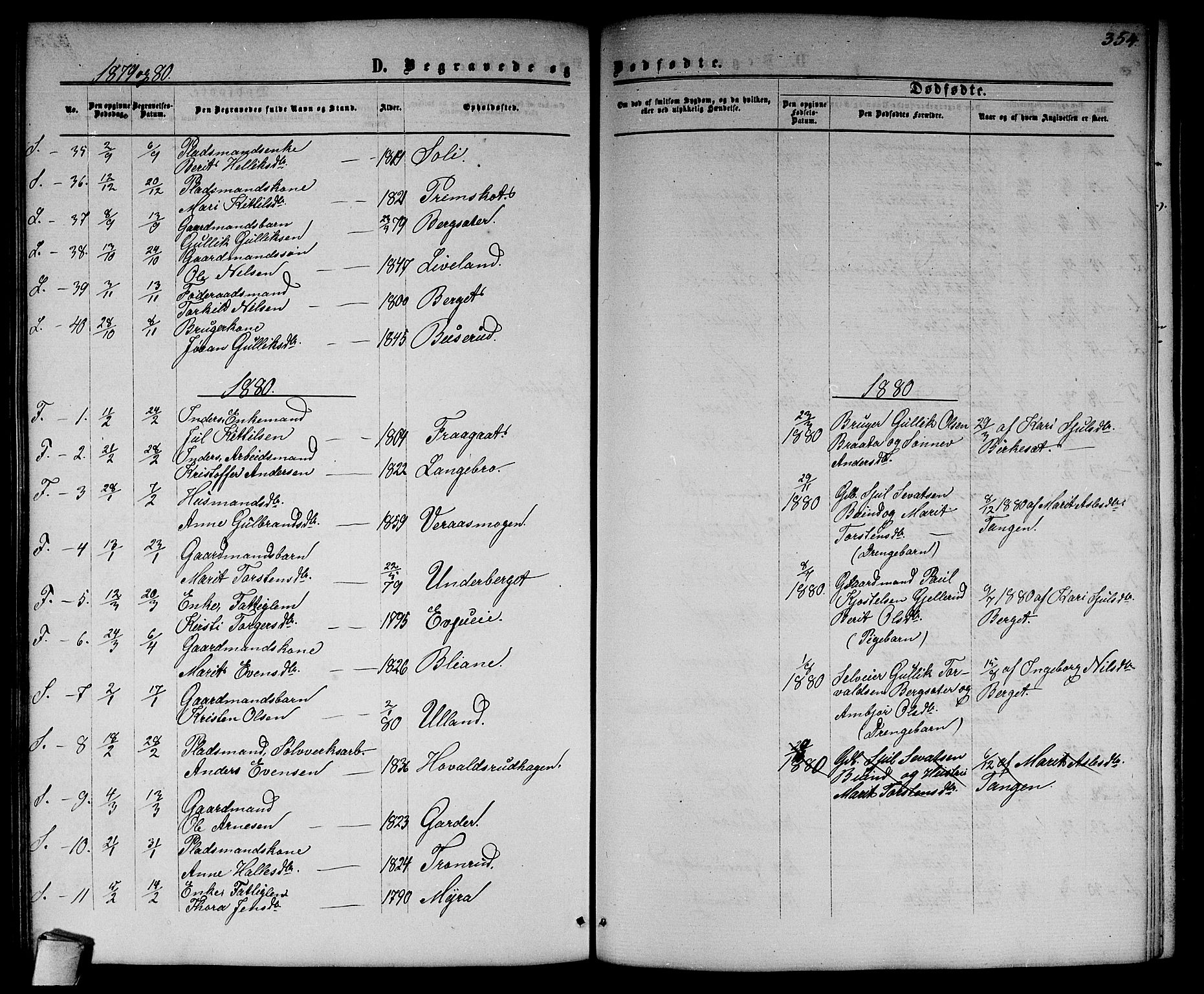 Flesberg kirkebøker, SAKO/A-18/G/Ga/L0003: Parish register (copy) no. I 3, 1861-1889, p. 354