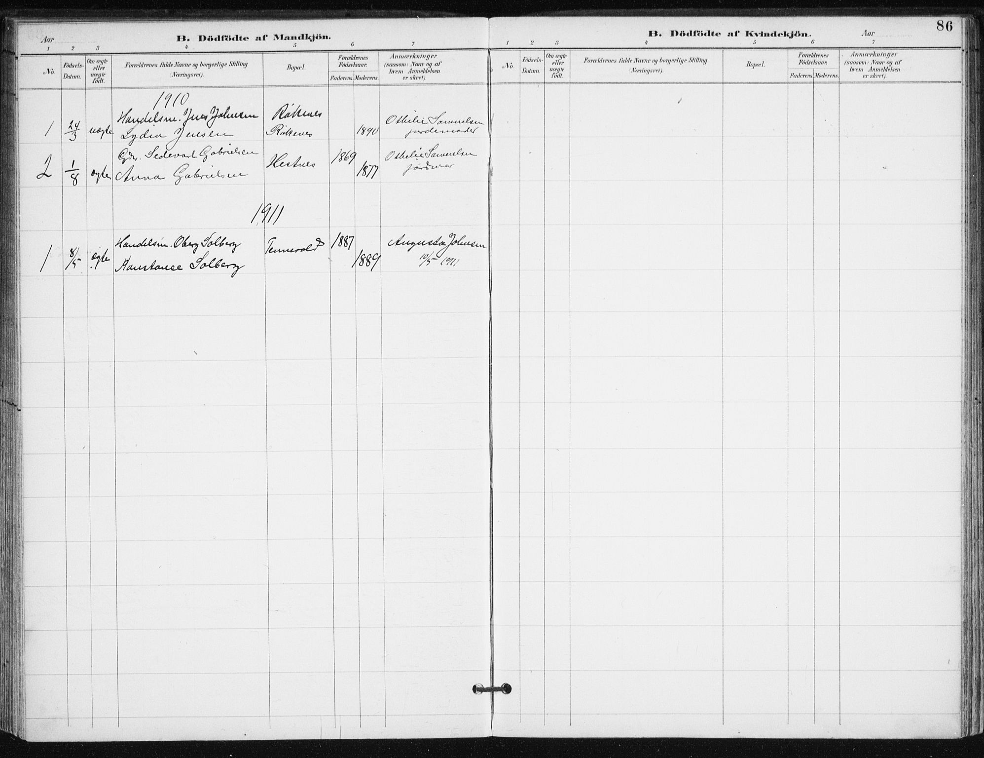 Salangen sokneprestembete, SATØ/S-1324/H/Ha/L0001kirke: Parish register (official) no. 1, 1893-1911, p. 86