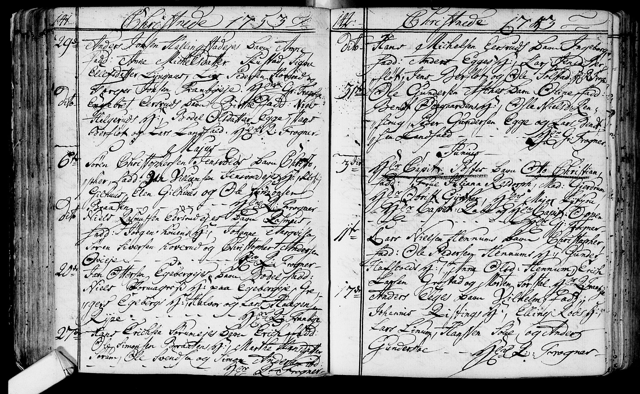 Lier kirkebøker, AV/SAKO-A-230/F/Fa/L0004: Parish register (official) no. I 4, 1749-1764, p. 141-142