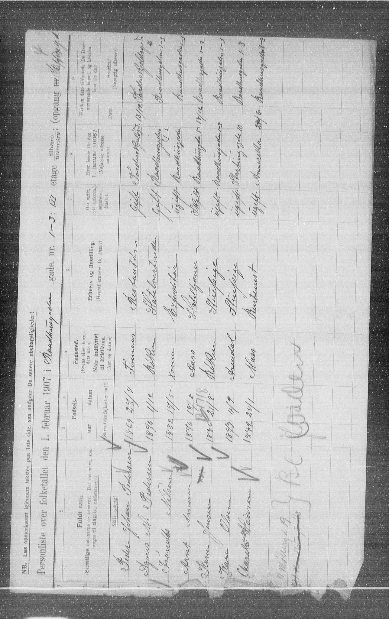 OBA, Municipal Census 1907 for Kristiania, 1907, p. 43988